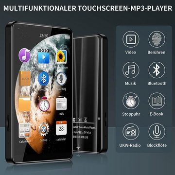 yozhiqu 4-Zoll Bluetooth MP4-Player - 16GB Speicher, Walkman Musikplayer MP4-Player (Vollbild-Wiedergabe, verlustfreie Musik, eingebauter Lautsprecher)