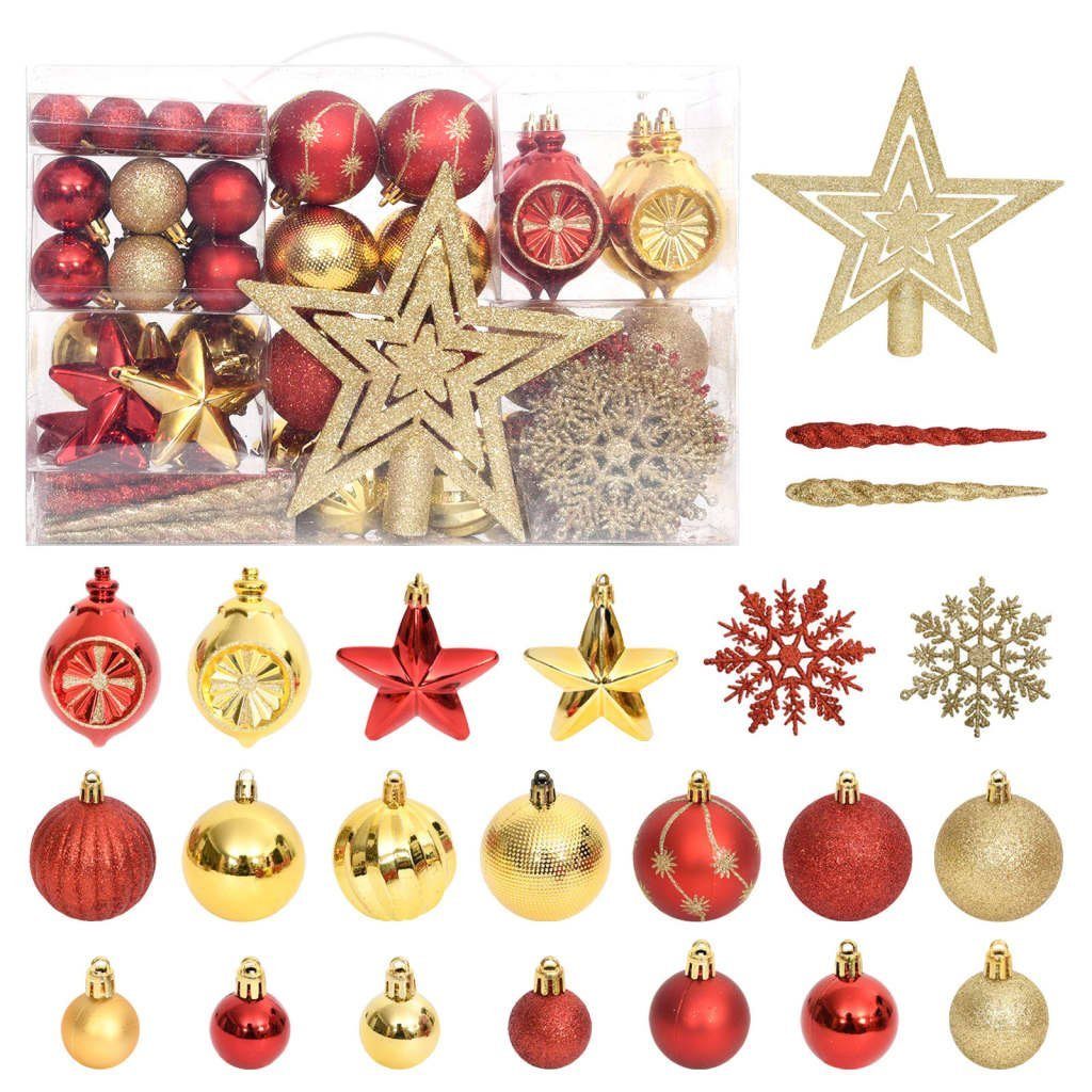 Weihnachtskugel-Set Golden und Rot furnicato Weihnachtsbaumkugel 108-tlg.