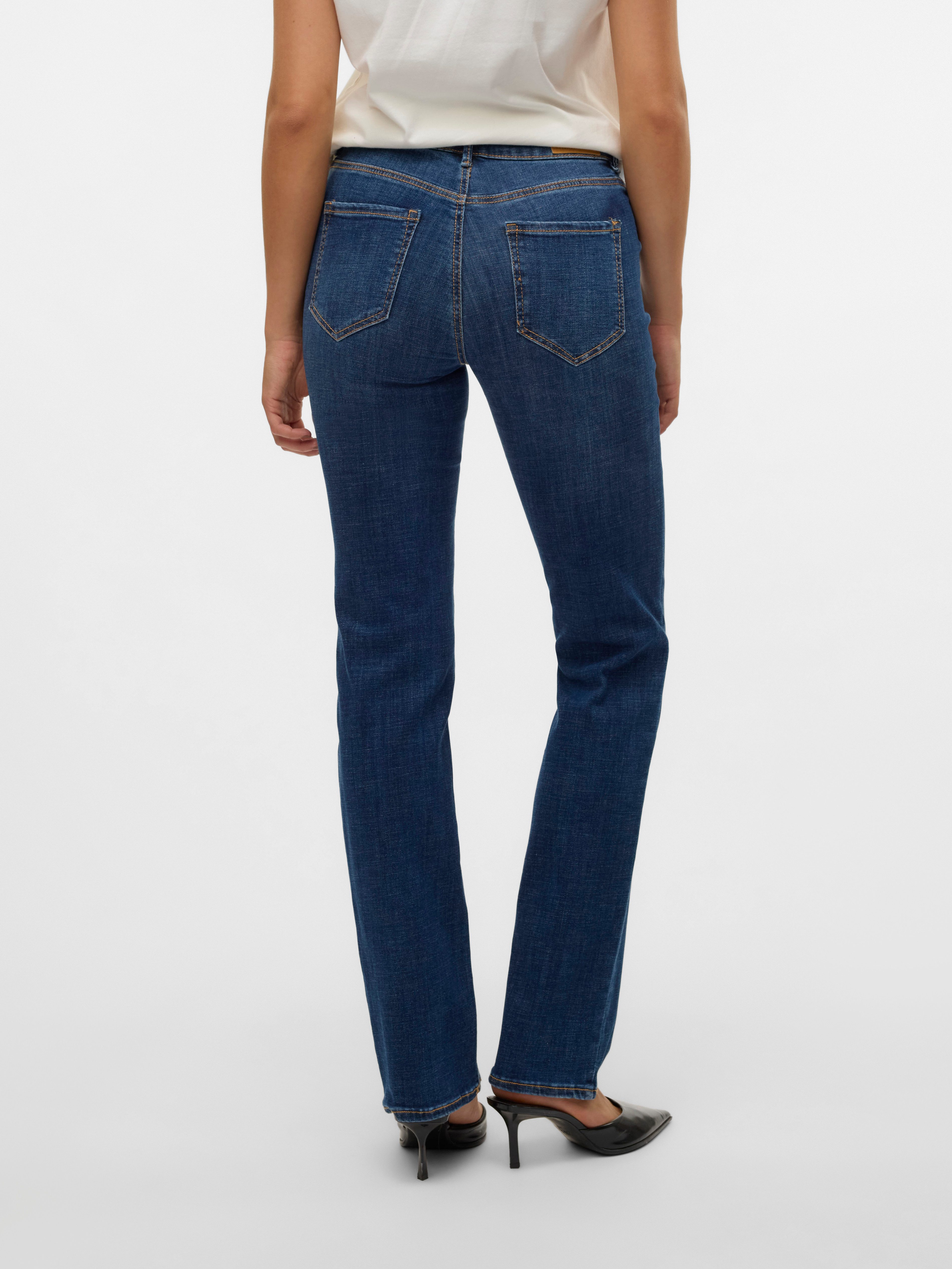 Vero Moda Straight-Jeans VMFLASH MR STRAIGHT JEANS LI3300 GA NOOS Baumwollmischung mit Stretch, regular waist, straight fit