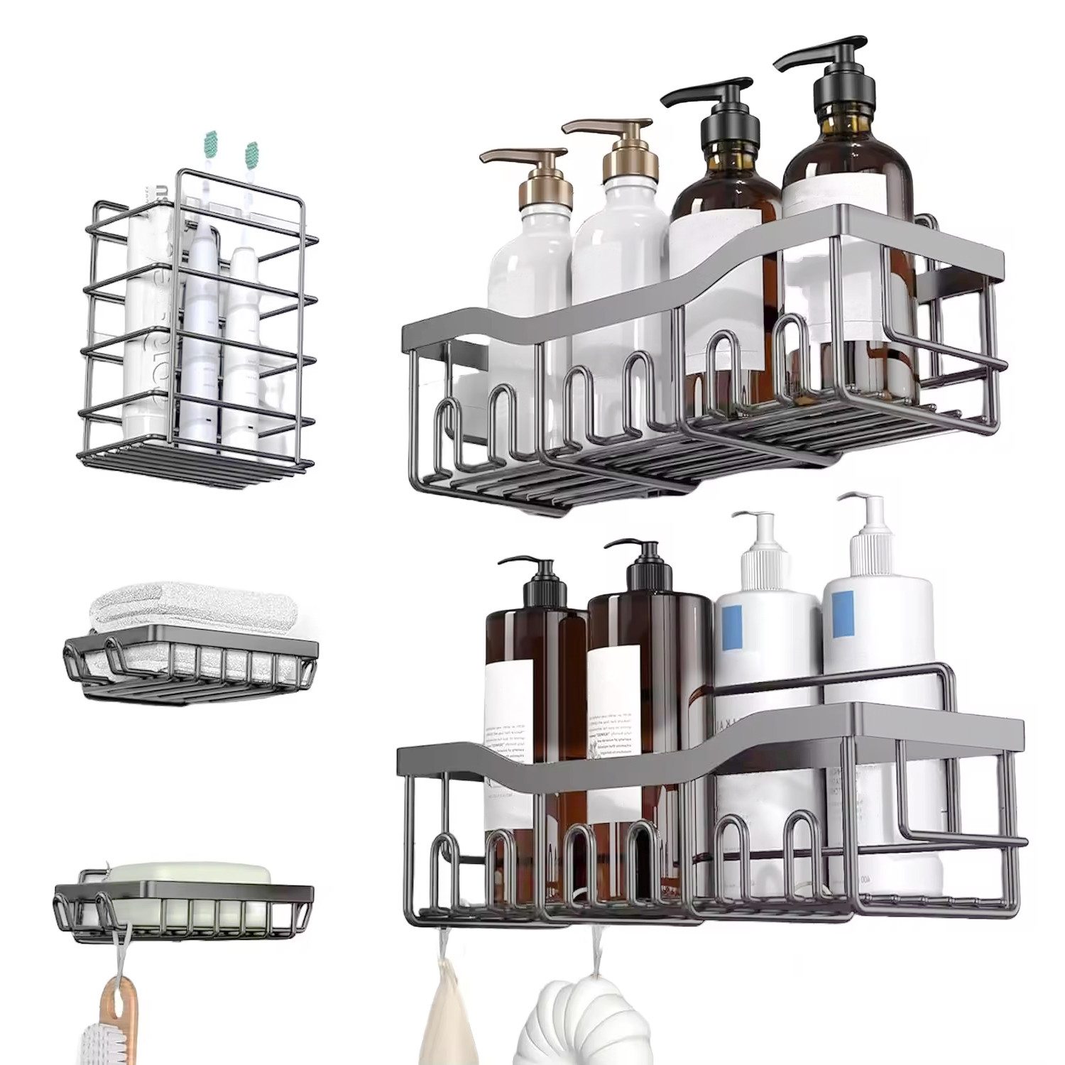 Duschregal Duschablage ohne Bohren 5 Stück Edelstahl Ecke Badezimmer Organizer