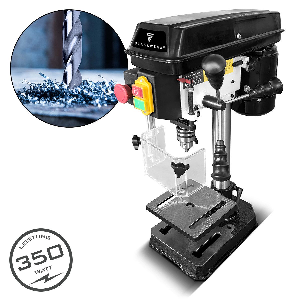 STAHLWERK Säulenbohrmaschine BD-350 ST 350W Leistung 620-2.620 U/min Ø 13 mm