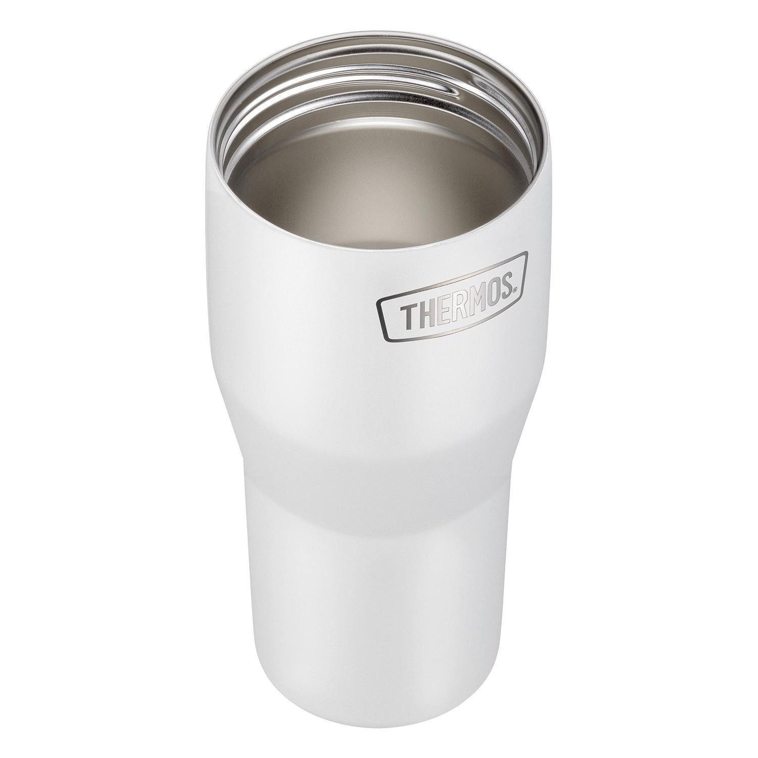 THERMOS Thermoflasche REFRESHING, 850 ml, Weiß matt, Edelstahl, mit Deckel und Strohhalm, 6 Stunden warm/kalt