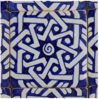 Casa Moro Ton Wandfliese Marokkanische Keramikfliese Daima, handbemalte Fliese FL7140, Blau und Weiß, Kunsthandwerk aus Marokko