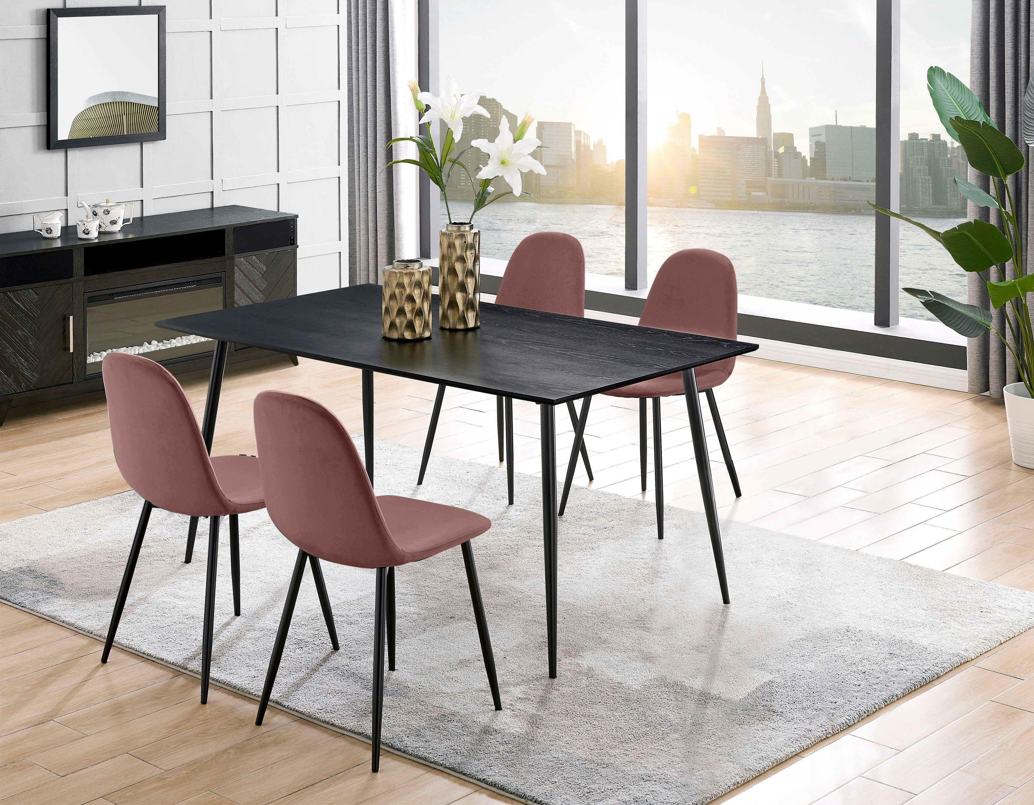 Leonique Essgruppe "Eadwine, TOPSELLER Tisch plus 4 Stühle, Sitzgruppe" Set günstig online kaufen