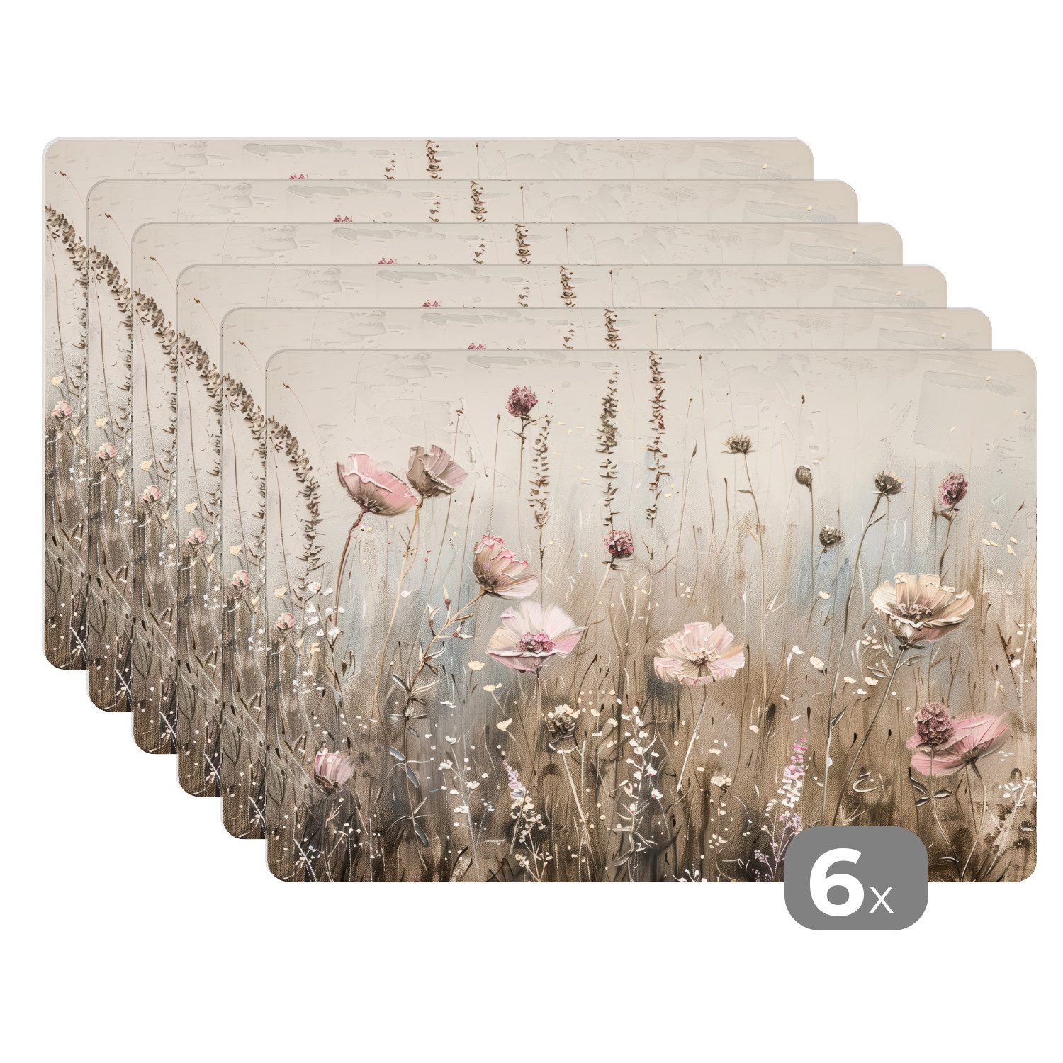 MuchoWow Platzset Blumen - Rosa - Modern - Beige, (6-St), Platzsets, Tischs günstig online kaufen