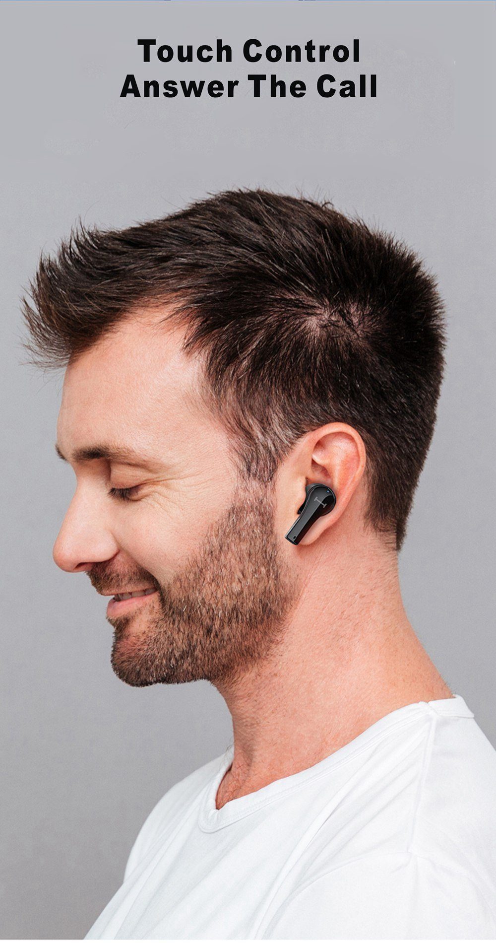 Lenovo QT82 Stereo-Ohrhörer Kopfhörer-Ladehülle kabellos, Touch-Steuerung Google Siri, Assistant, Wireless, (True - mit 400 Schwarz) 5.0, mit Bluetooth-Kopfhörer mAh Bluetooth