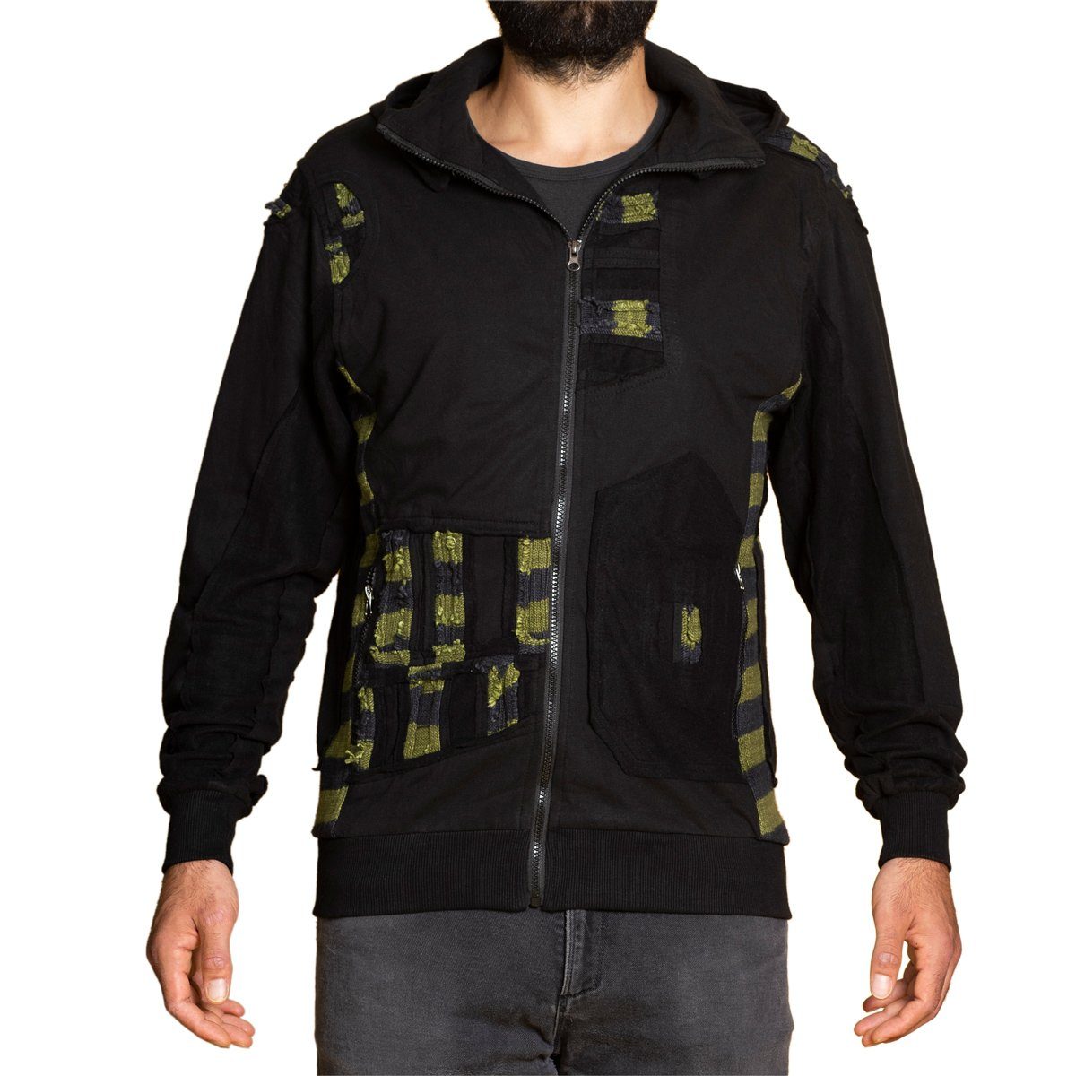 PANASIAM Wolljacke Robuste Herrenjacke mit farbigen Strickstreifen