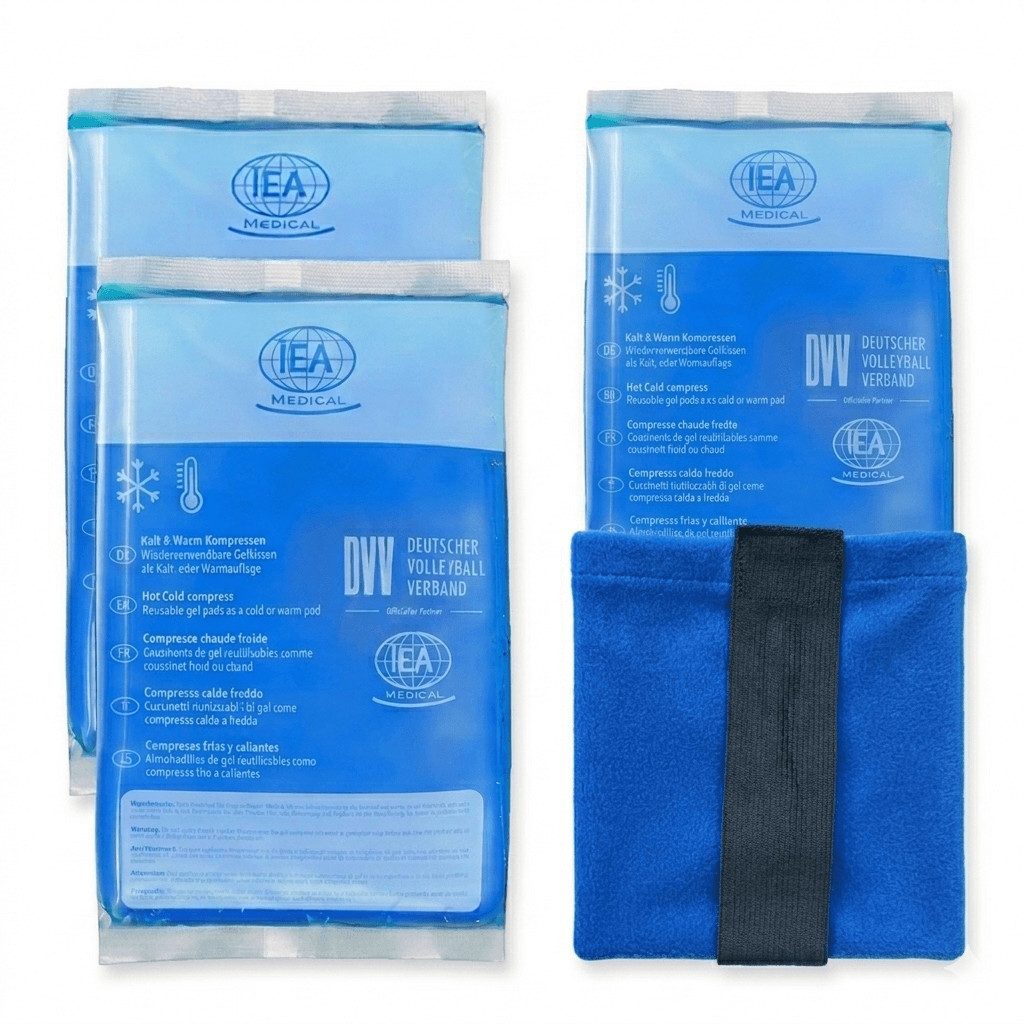 IEA Medical Kalt-Warm-Kompresse 3er Set Kalt-Warm Kompresse 12x20 cm inkl. Fleecehülle mit Band, 3-tlg., 3x Gelkompresse + Fleecebezug, Fixierband, für Kälte & Wärme