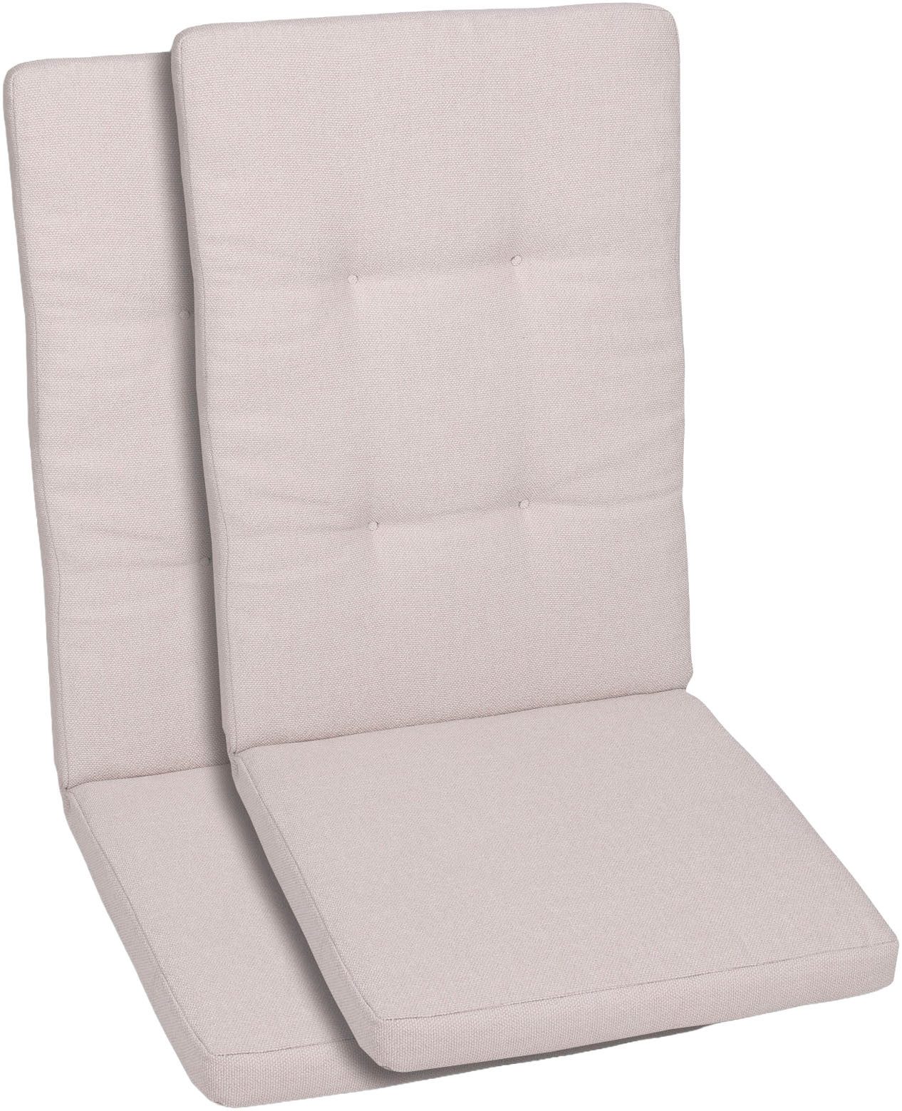 GO-DE Hochlehnerauflage, (Spar-Set, 2 St), Uni Bouclé natur - Maße BxLxH ca.: 50 cm x 120 cm x 7 cm