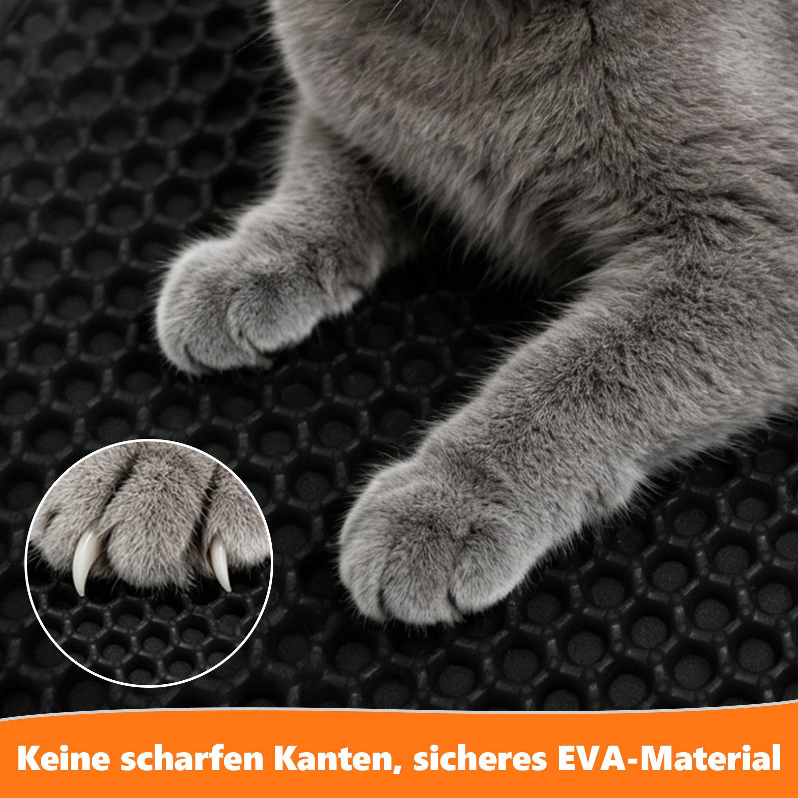 SunJas Katzentoilette Katzenklo Matte, 50x40cm Waben Doppelschicht Katzenstreu Matte, Urin- & wasserdichte Katzenmatte für Katzenklo, leicht zu reinigen