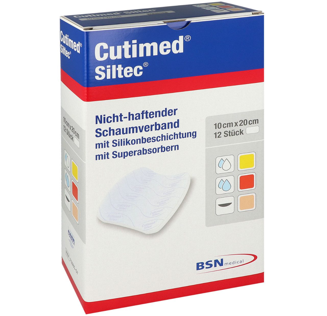 BSN medical GmbH Wundpflaster CUTIMED Siltec Schaumverb.10x20 cm nicht haftend (Spar Set, 12 St., Professionelle Wundversorgung, Wundheilung unterstützen), Wundversorgung, Feuchtes Wundmilieu Verband