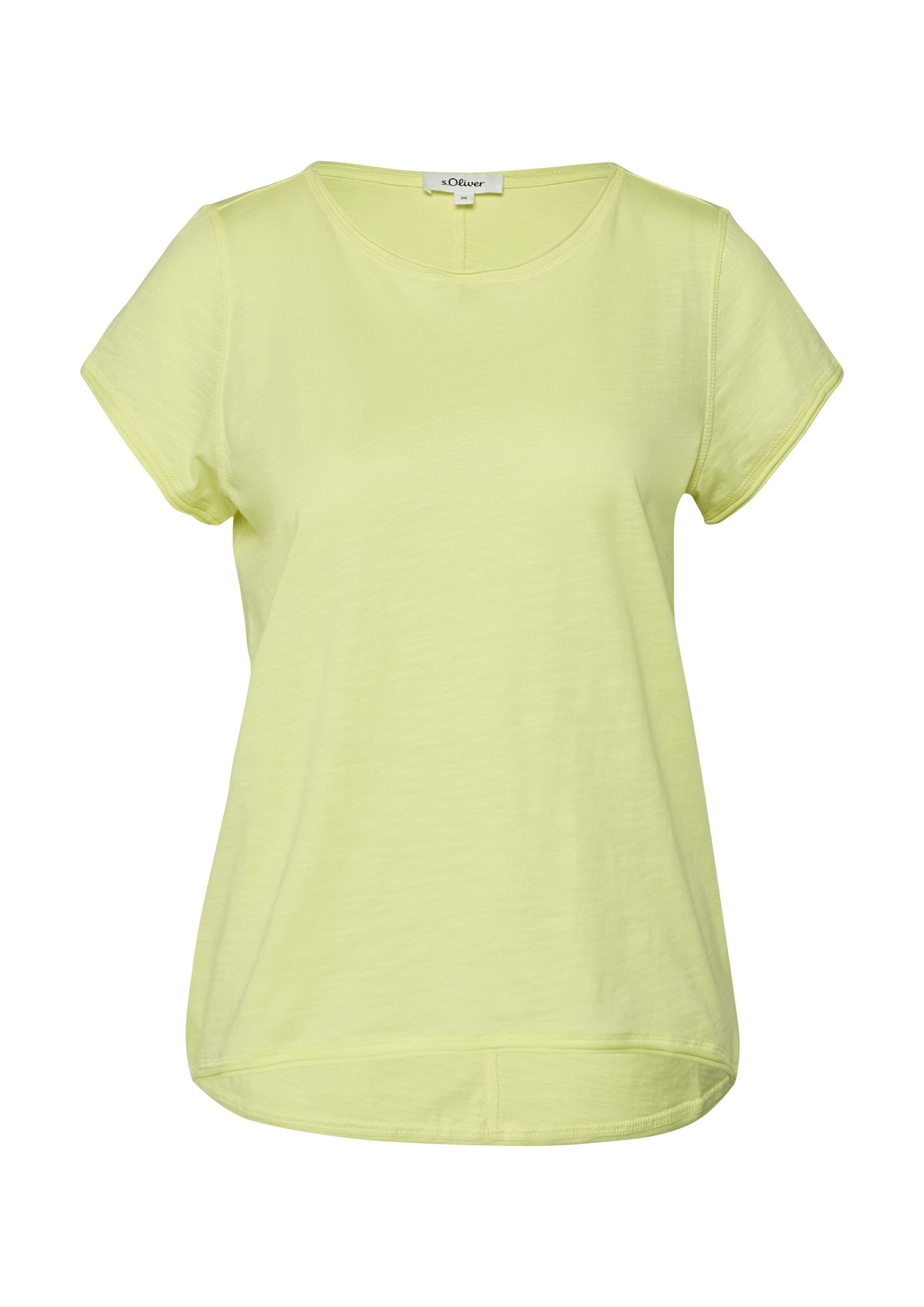 s.Oliver Kurzarmshirt T-Shirt T-Shirt mit Rollkanten und Flammgarnstruktur