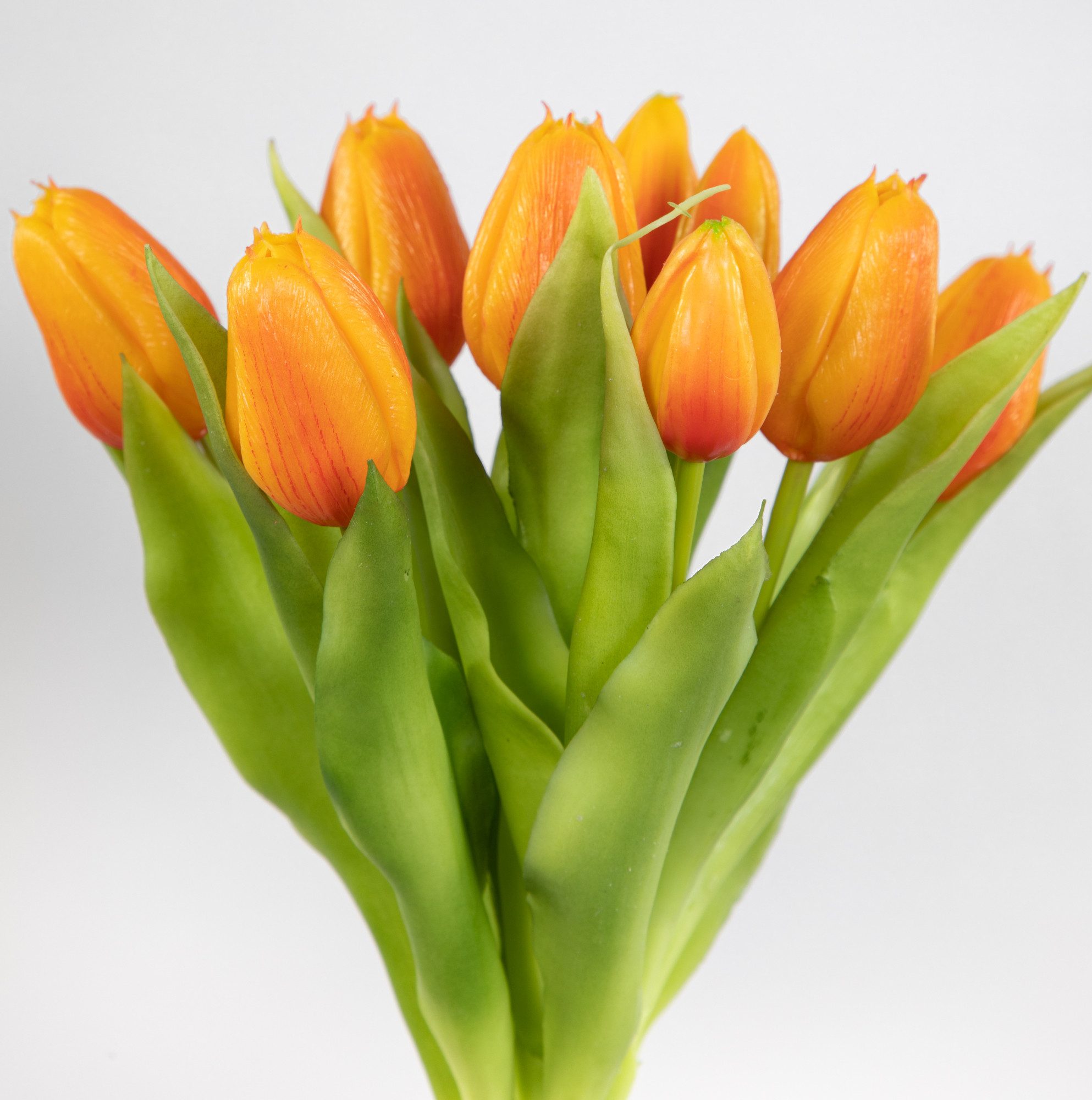 Kunstblume Tulpenbund Nature Real Touch 32x26cm mit 10 Blüten LM künstliche Tulpe, Seidenblumen Roß, Höhe 32 cm, Orange