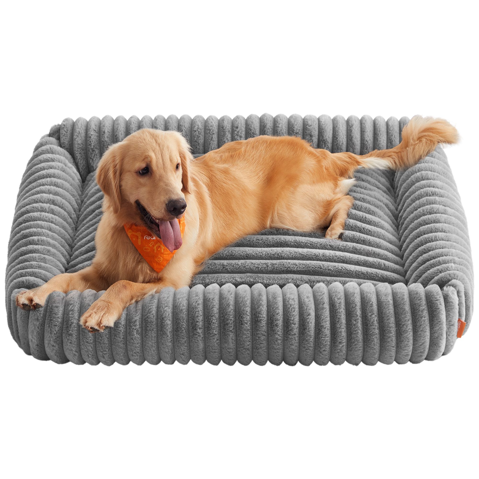 FEANDREA Hundebett orthopädisches Hundekörbchen, flauschige Hundematte, extra großes, waschbar, weiche Polsterung, 120 x 85 x 23 cm, XXL