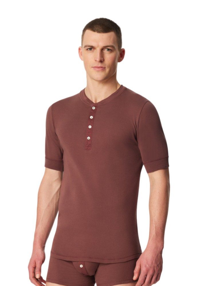 Schiesser T-Shirt Freizeit Revival Karl-Heinz Kurzarm braun Herren