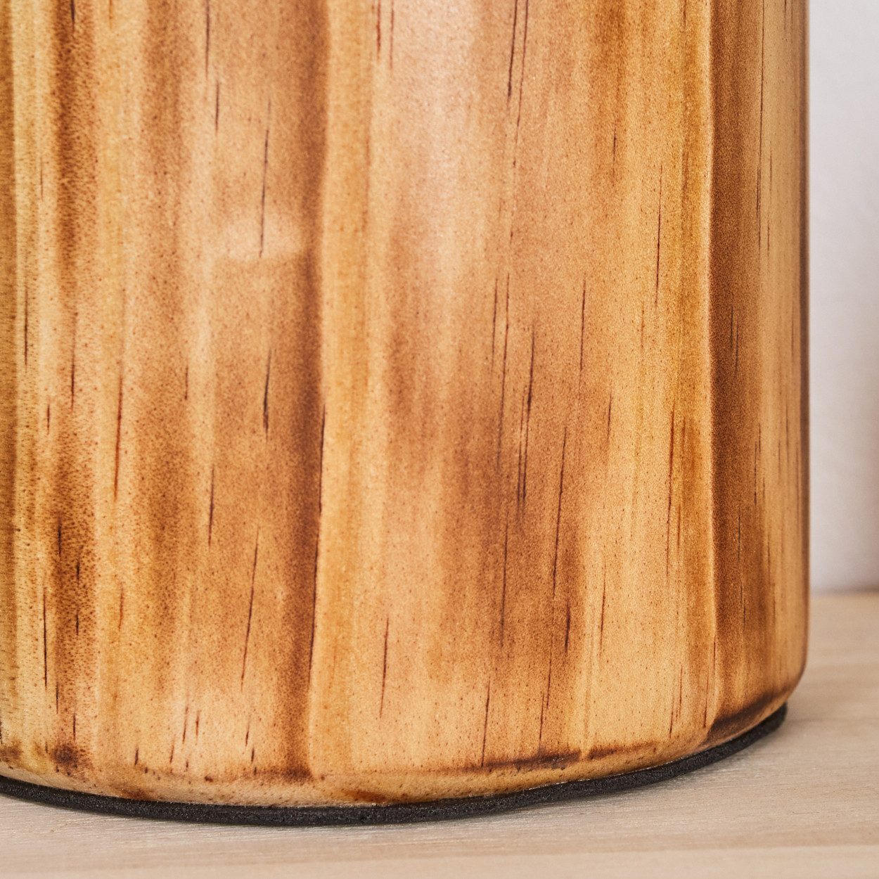 hofstein Tischleuchte Tischlampe aus Holz in Naturfarben, mit Schalter am Kabel, ohne Leuchtmittel, moderne Leuchte im skandinavischen/Boho-Design, Höhe 10 cm, E27