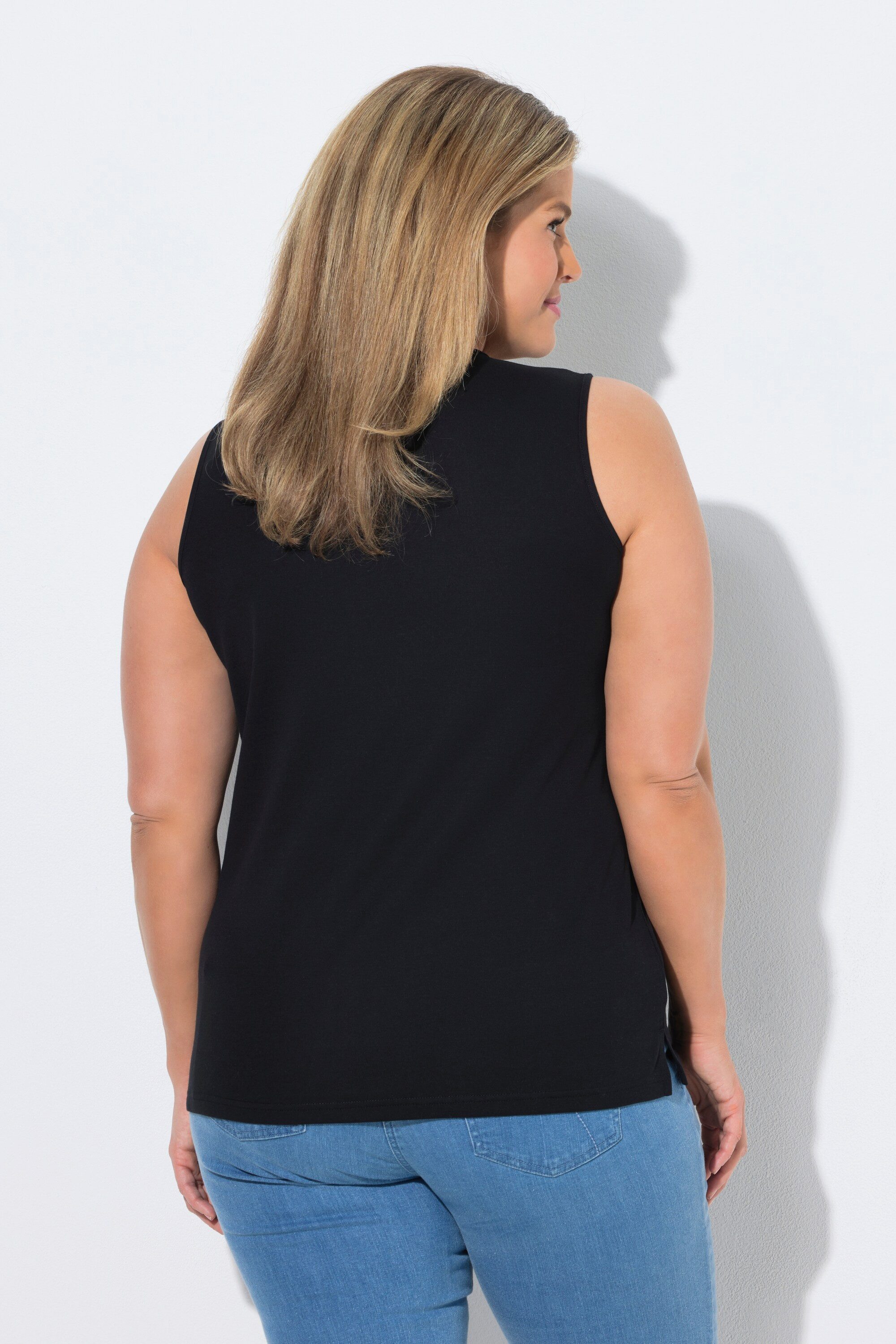Ulla Popken Longtop Top Rippjersey Slim Rundhals ärmellos
