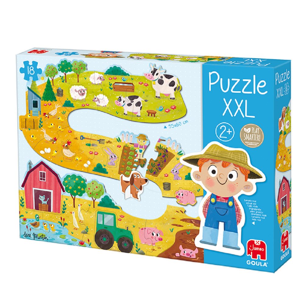 Goula Puzzle Goula 53176 Bauernhof Puzzle XXL 18 Teile, 18 Puzzleteile, Made in Europe