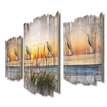 Kreative Feder Wandgarderobe Dreiteilige Wandgarderobe aus Holz "Strand" (3 St), Dreiteilige Wandgarderobe aus Holz