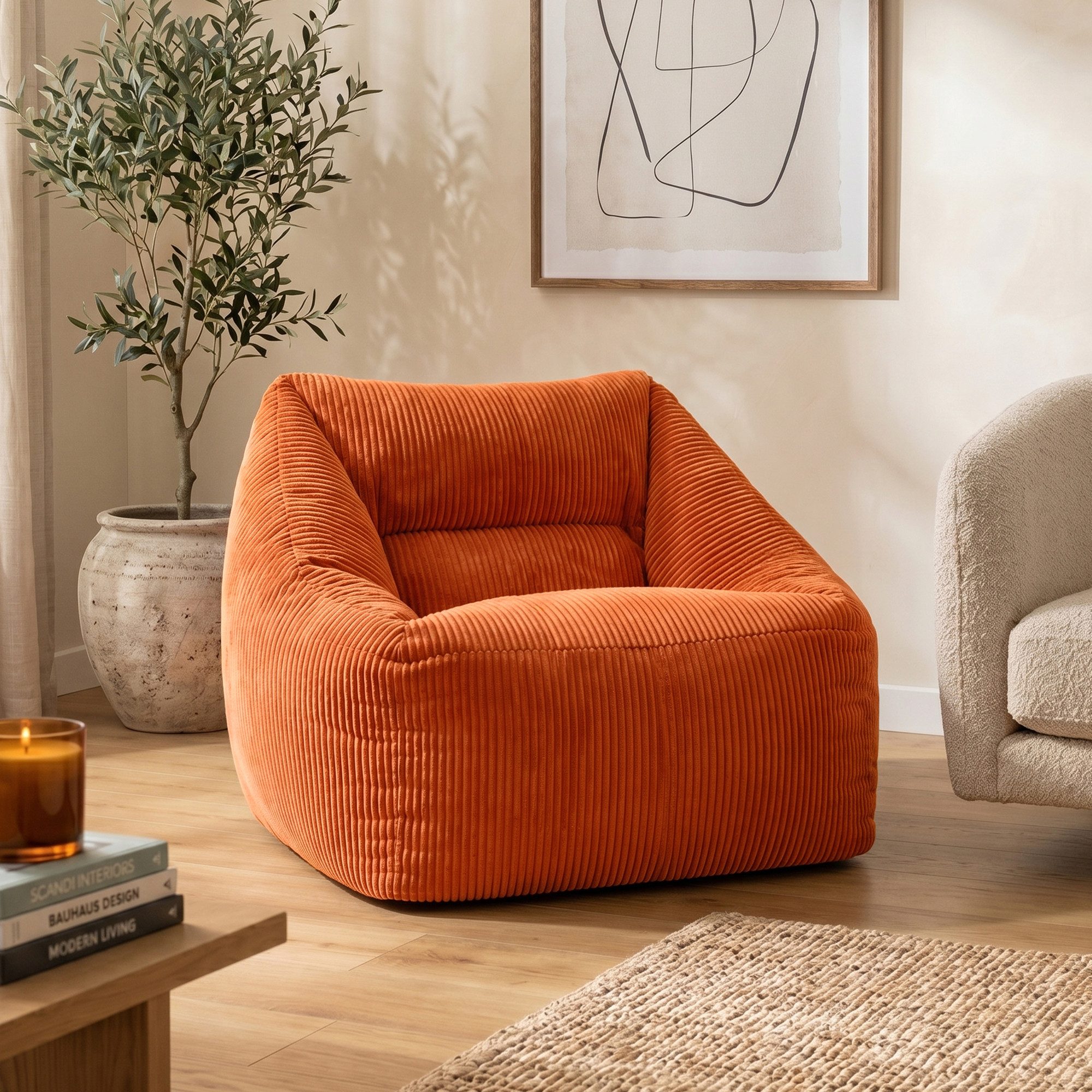 icon Sitzsack Riesen Sessel aus Cord Flauschig „Natalia", Sitzsack XXL, Made in Germany, für Erwachsene & Kinder, für Wohnzimmer