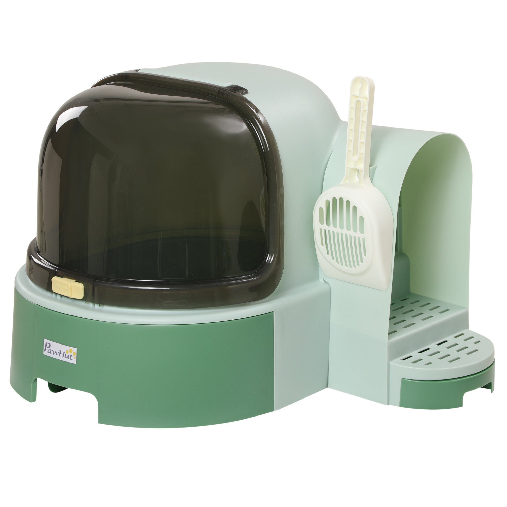 Katzentoilette geschlossenes Design, 2 Herausziehbarer Bodenwannen, Haube, Grün