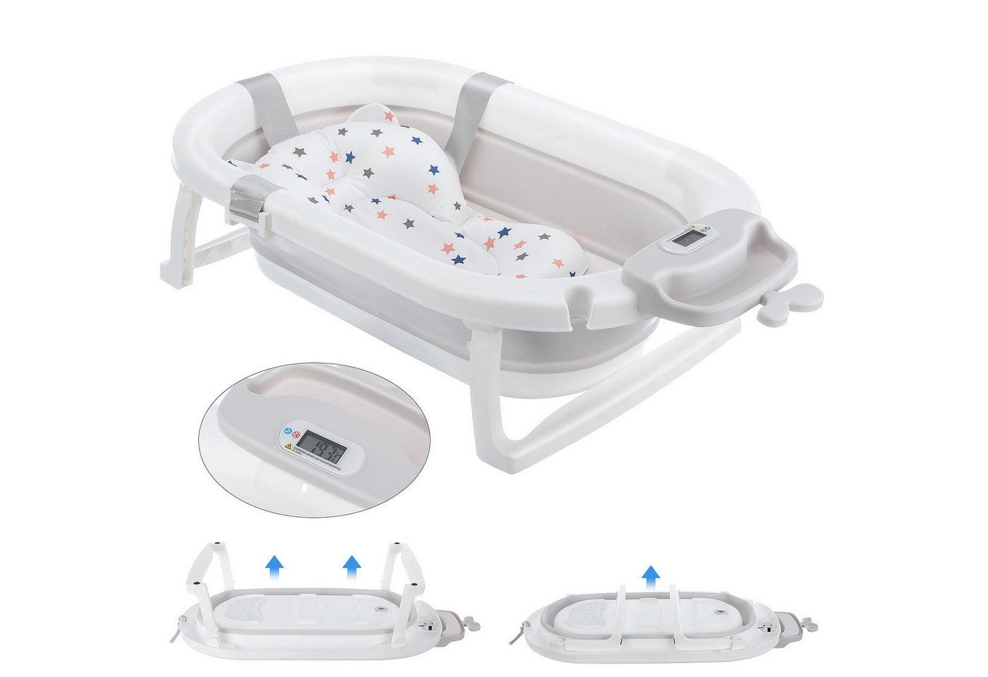 Thumbnail - oyajia Babybadewanne Faltbare Babybadewanne, PP & TPE Haushalt Badeeimer, Bidet Babywanne, Intelligente Digitalanzeige, ...