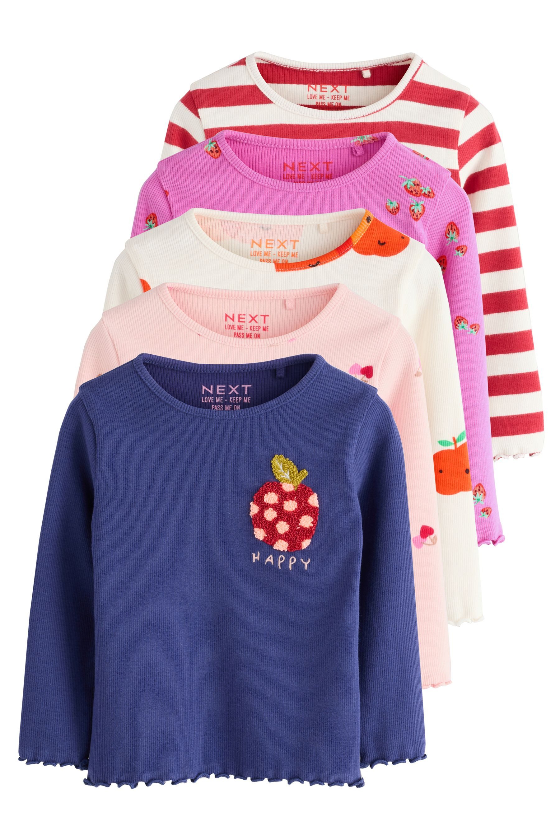 Next Langarmshirt Gerippte Langarmoberteile im 5er-Pack günstig online kaufen