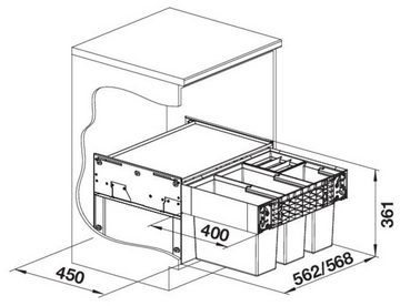 Blanco Mülltrennsystem Select II 60/4, Kunststoff, Stahlblech, 600 mm Untermass