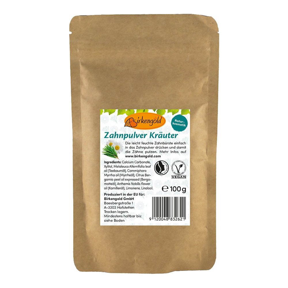 Birkengold Zahnpasta Zahnpulver - Kräuter Nachfüllpack 100g