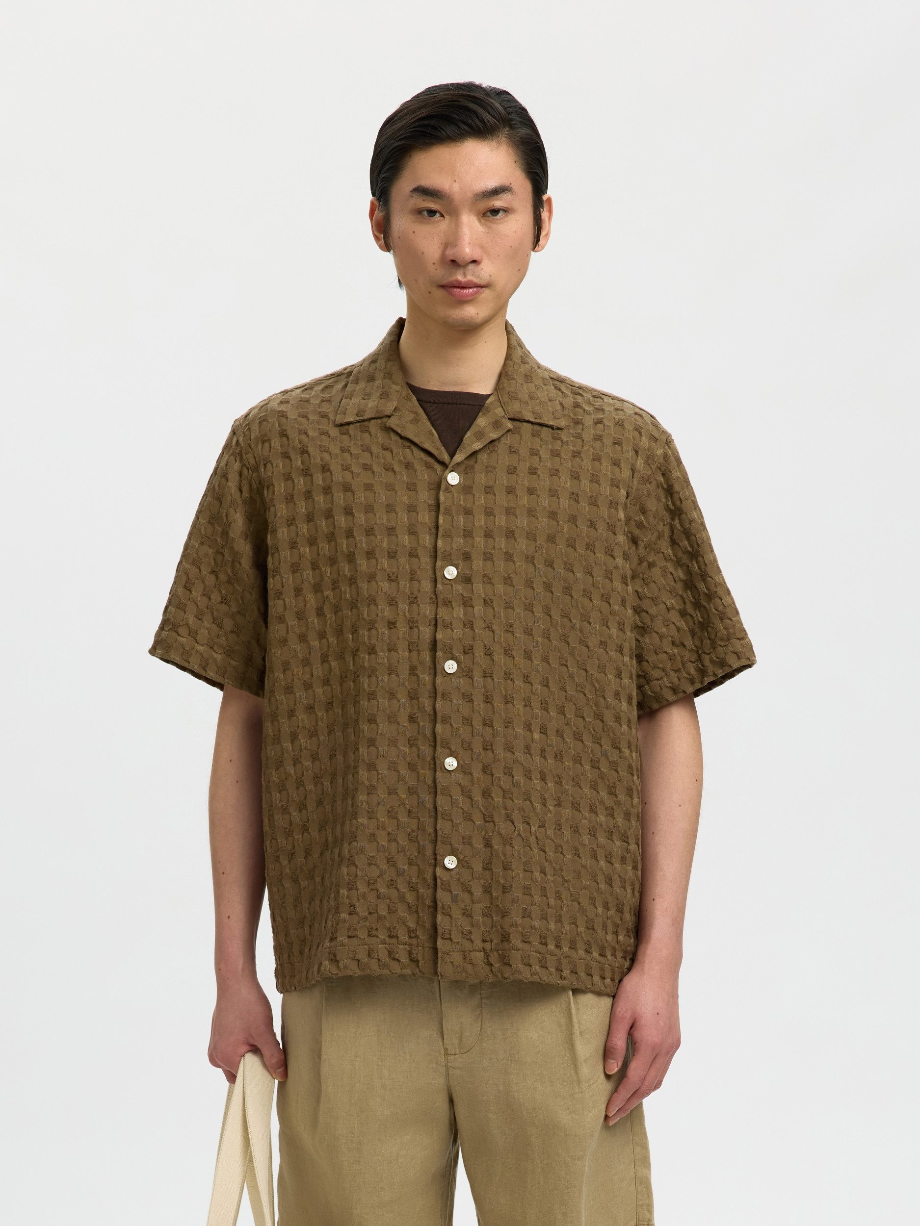 SELECTED HOMME T-Shirt SLHRLXMONTY TEXTURE SS SHIRT