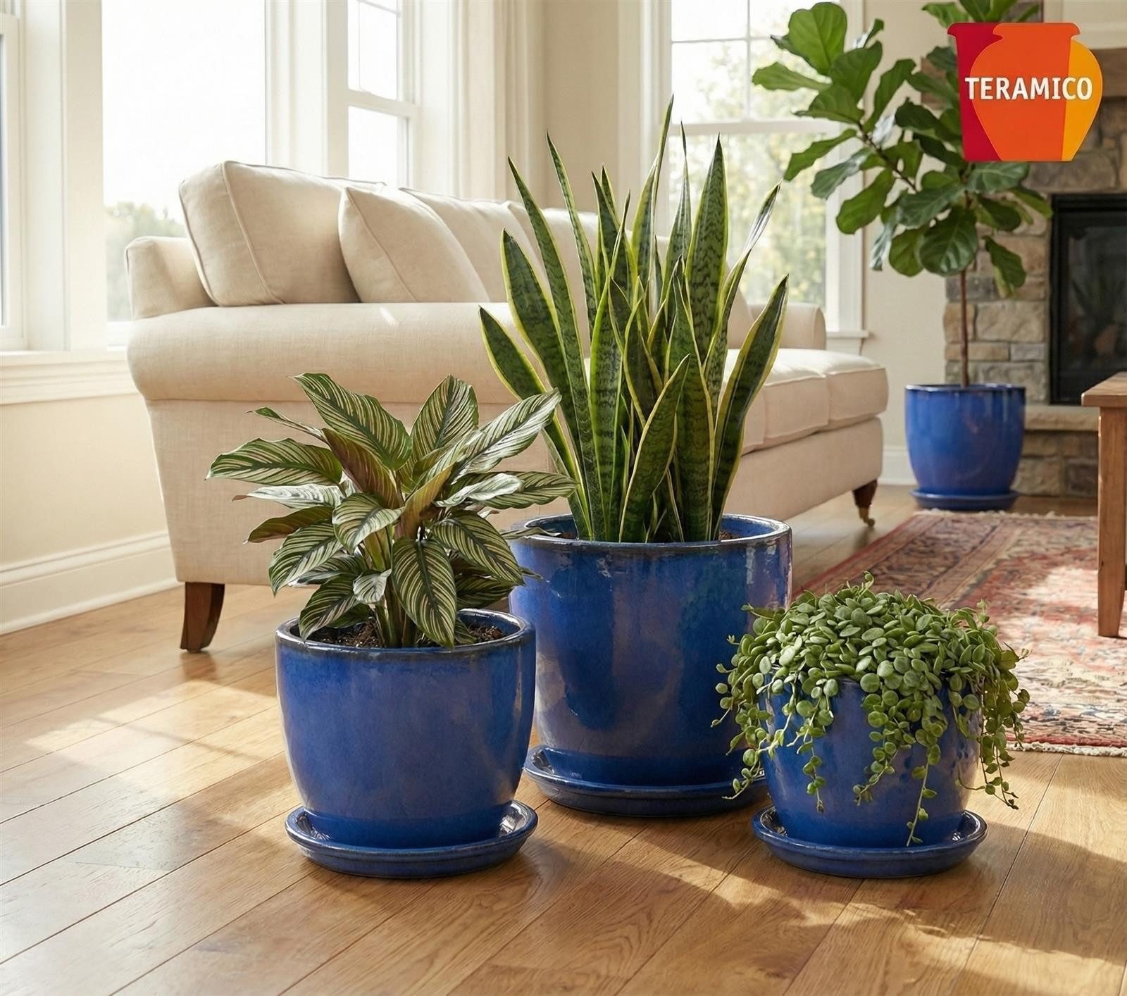 Teramico Blumentopfuntersetzer Keramik Untersetzer Royal Blau – Ø 49 cm (XX günstig online kaufen