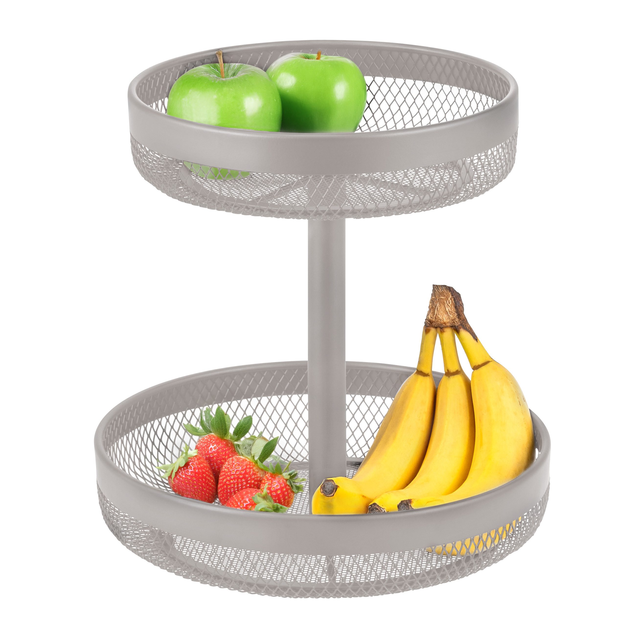 eluno Obstschale 2-stöckige Obstetagere, Obstkorb aus taupem Metall