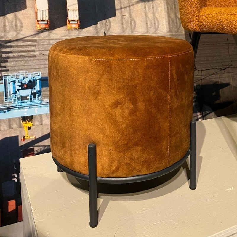 RINGO-Living Stuhl Hocker Healani in Ocker aus Velours 480x410mm, Möbel