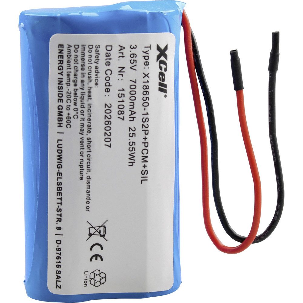 XCell XCell Spezial-Akku 2x 18650 Li-Ion 3.7 V 7000 Akkupacks 7000 mAh