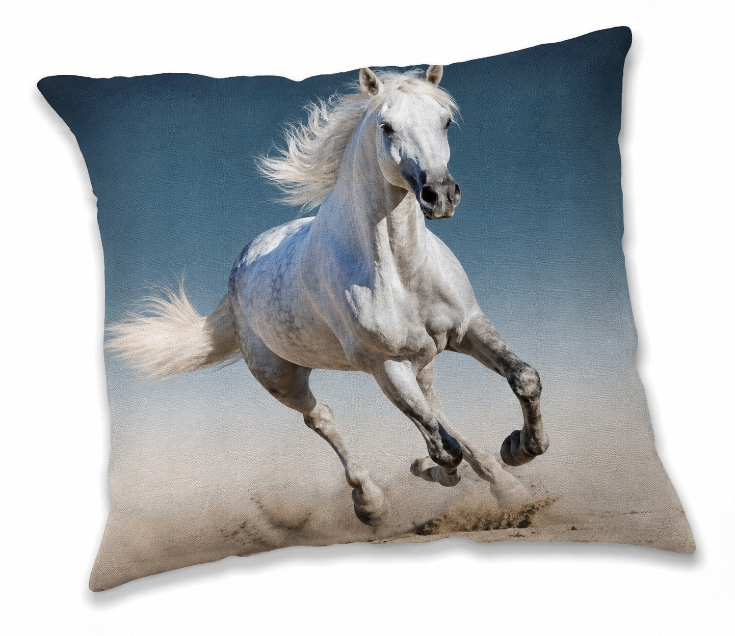 Jerry Fabrics Dekokissen Kissen Kuschelkissen Dekokissen weißes Pferd 40x40 cm