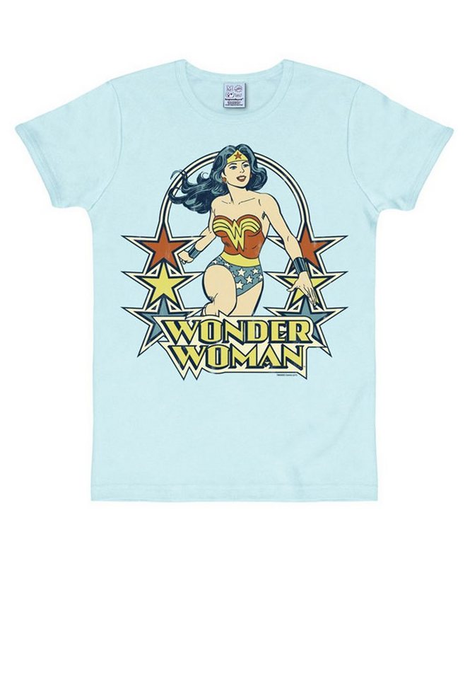LOGOSHIRT T-Shirt Wonder Woman mit trendigem Retro-Print, Cooler Wonder- Woman-Print auf der Front als Eyecatcher