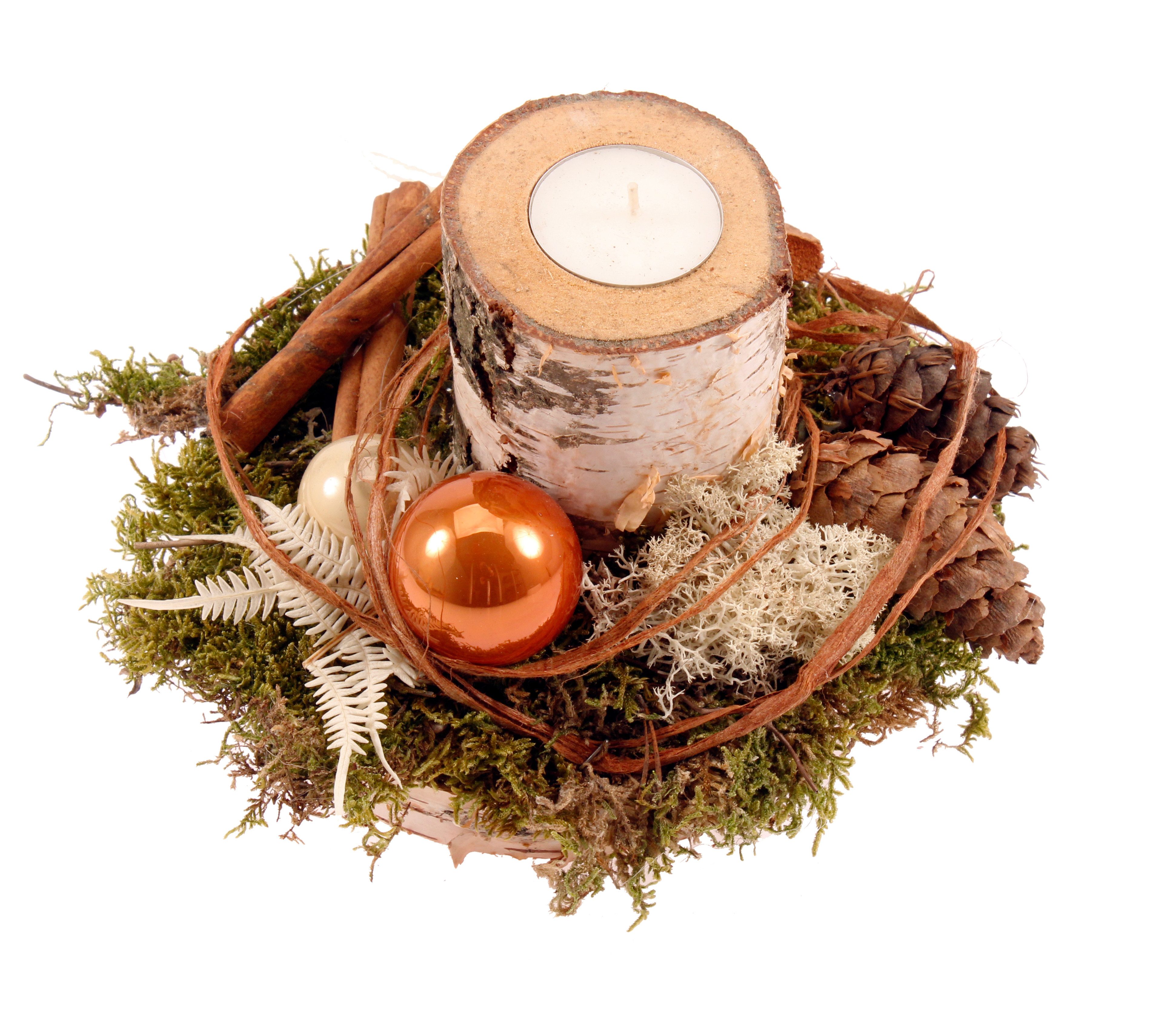 CreaFlor Home Adventskranz Adventsdeko, Handarbeit, natur, Weihnachtsdeko, H: 12cm