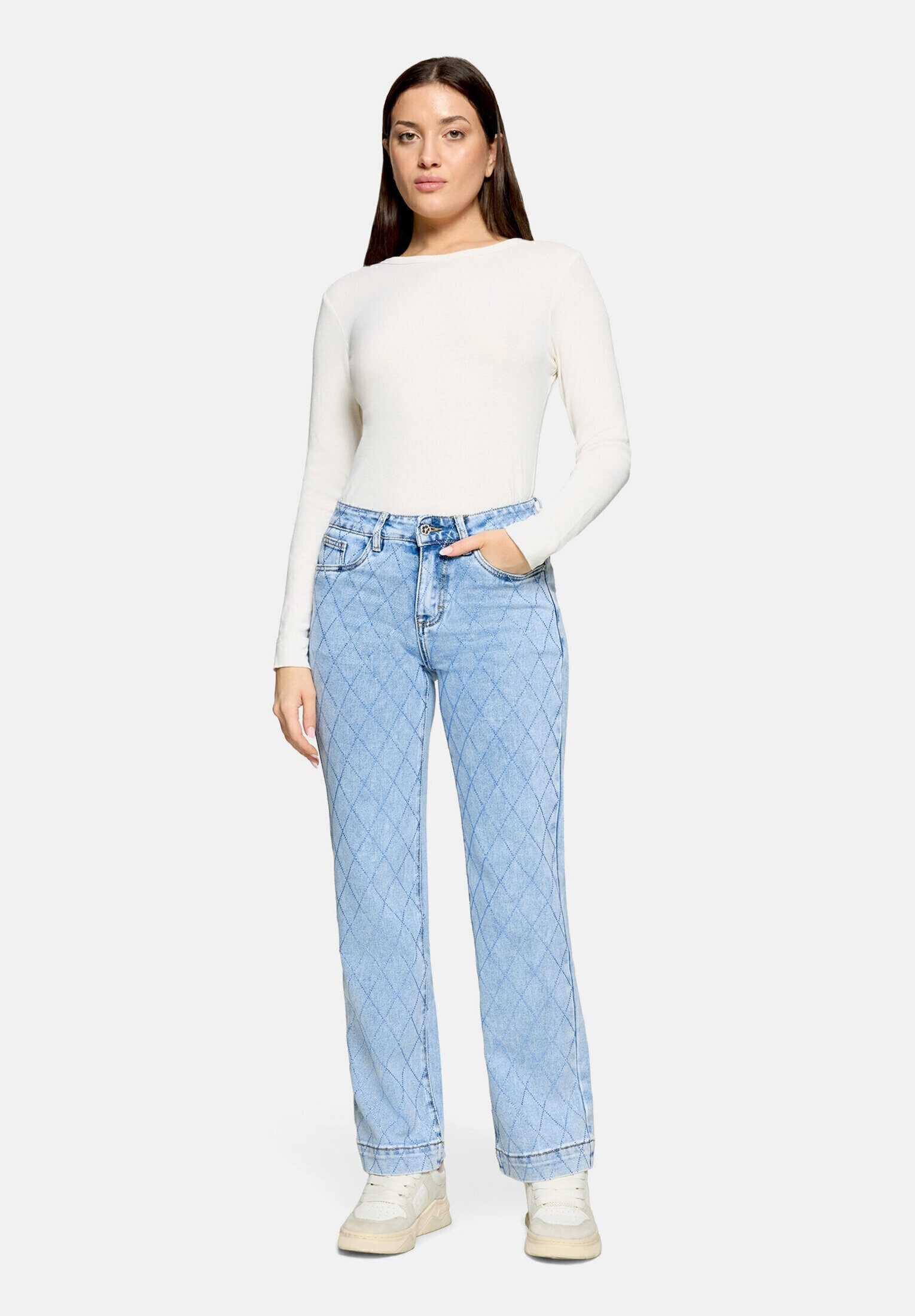 Cartoon Stretch-Jeans Damen mit Strass
