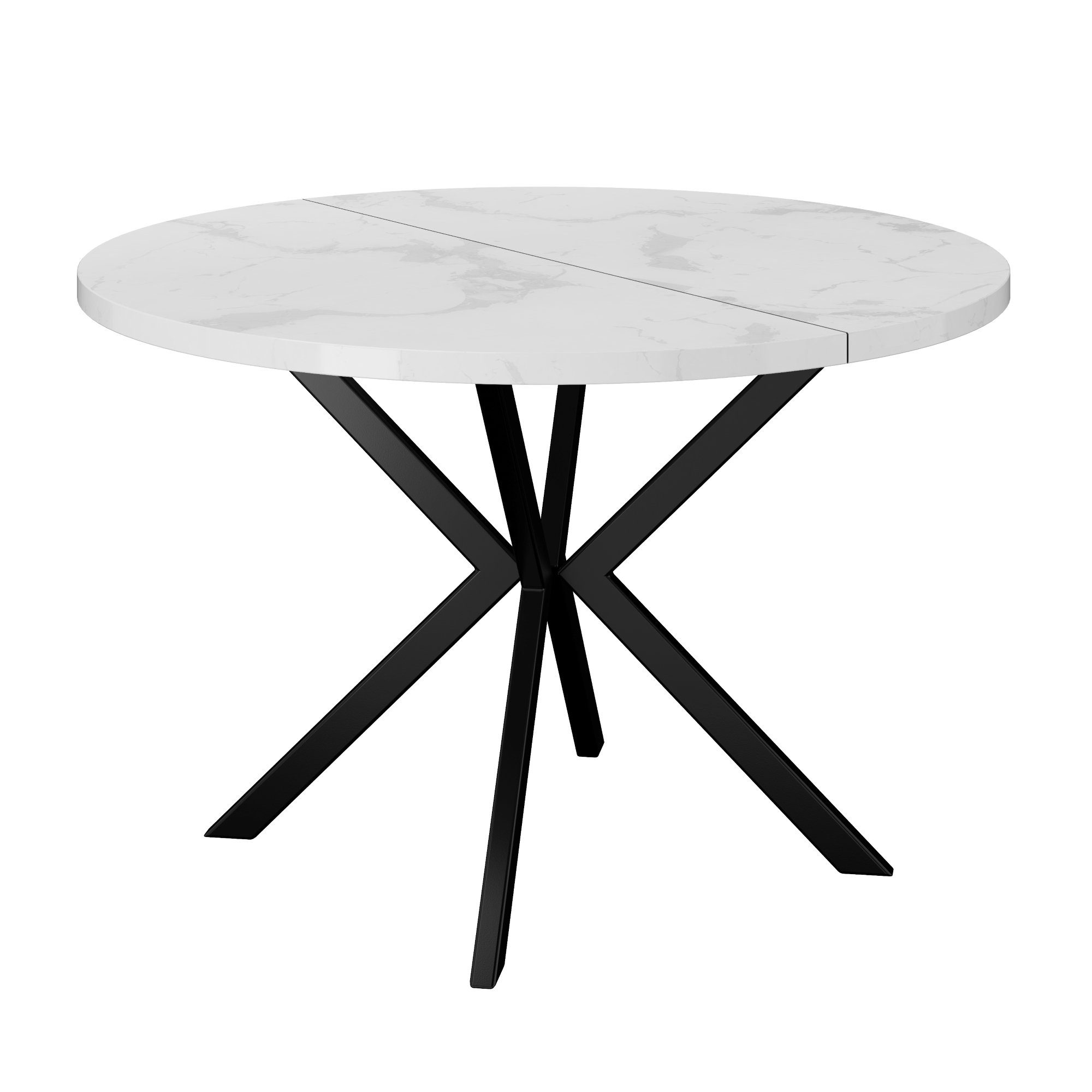 Polini Home Esstisch Esstisch ausziehbar BAARN 100/180 Marmor/schwarz, hitzebeständig, stoß- und kratzfest, laminierte Tischplatte, extra weiß marmoroptik