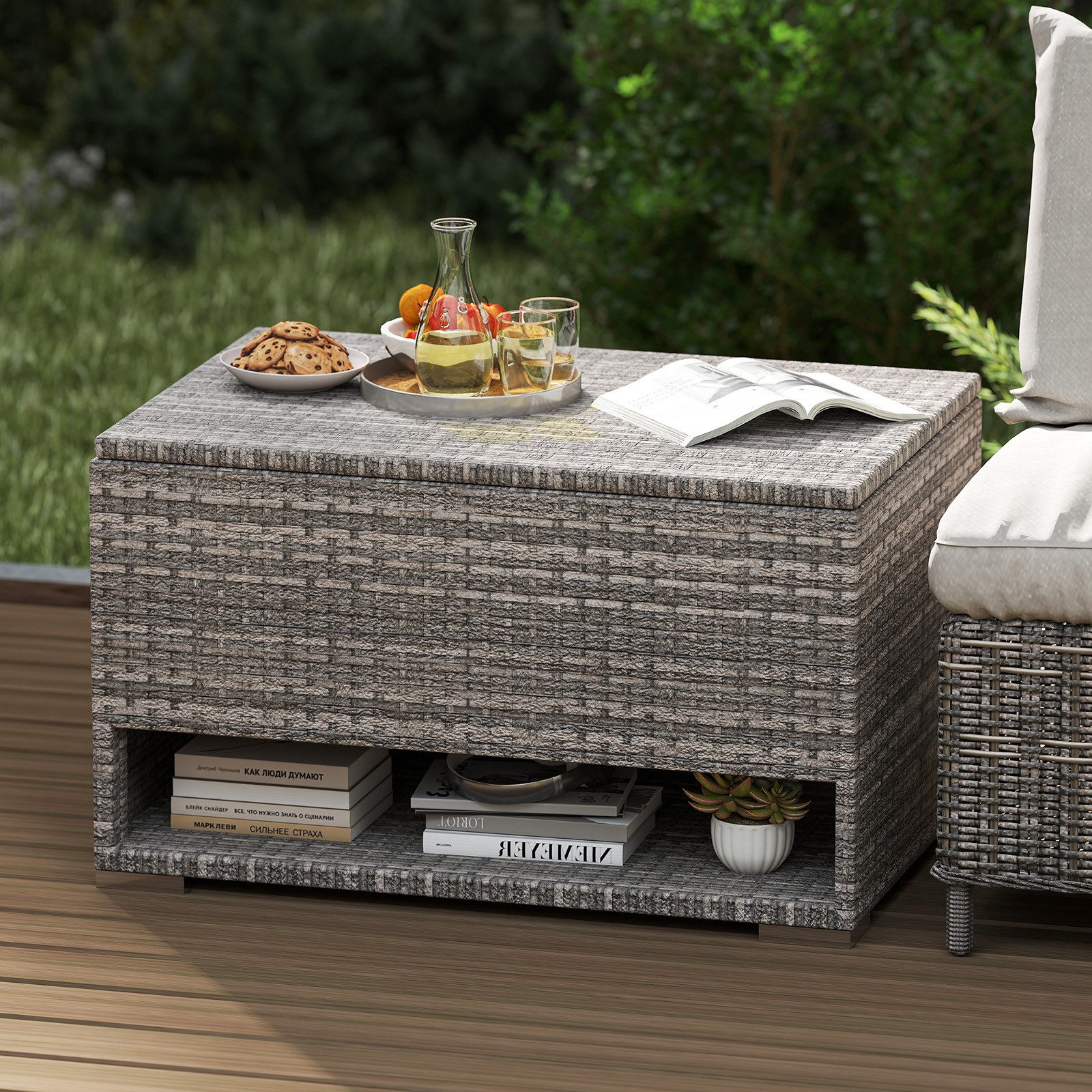 COSTWAY Auflagenbox, Gartenbox wetterfest mit Schuhregal günstig online kaufen