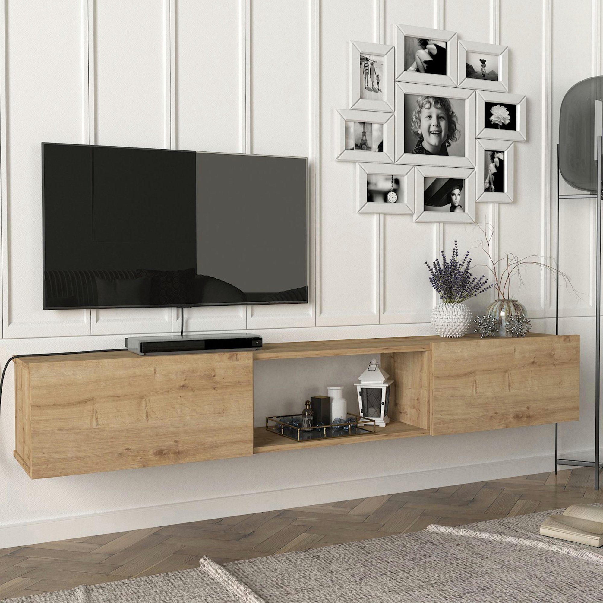 en.casa Lowboard, »Paltamo« Fernsehschrank 180x31x29,5cm Eiche günstig online kaufen