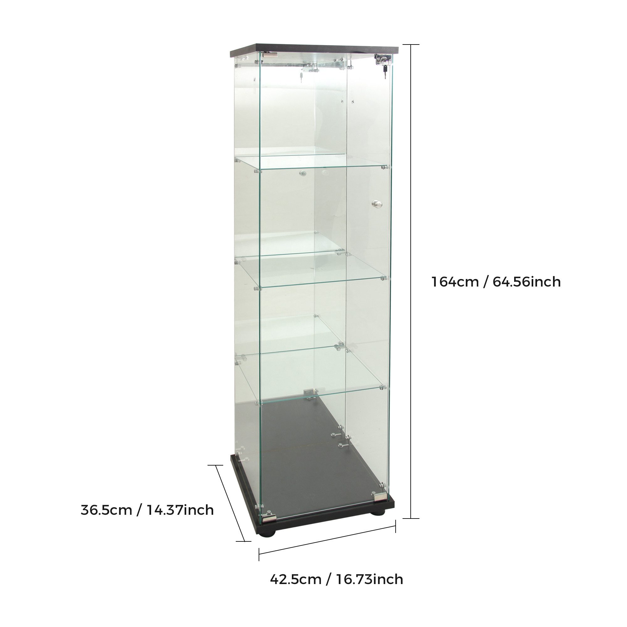 Simurq Glasvitrine mit LED Beleuchtung Standvitrine mit Glastür,Eckvitrine Glas (1-2 Packungen, Vitrinenschrank mit 1 türen,Schloss) Glas vitrine aus Gehärtetes – Bild 2 von 5