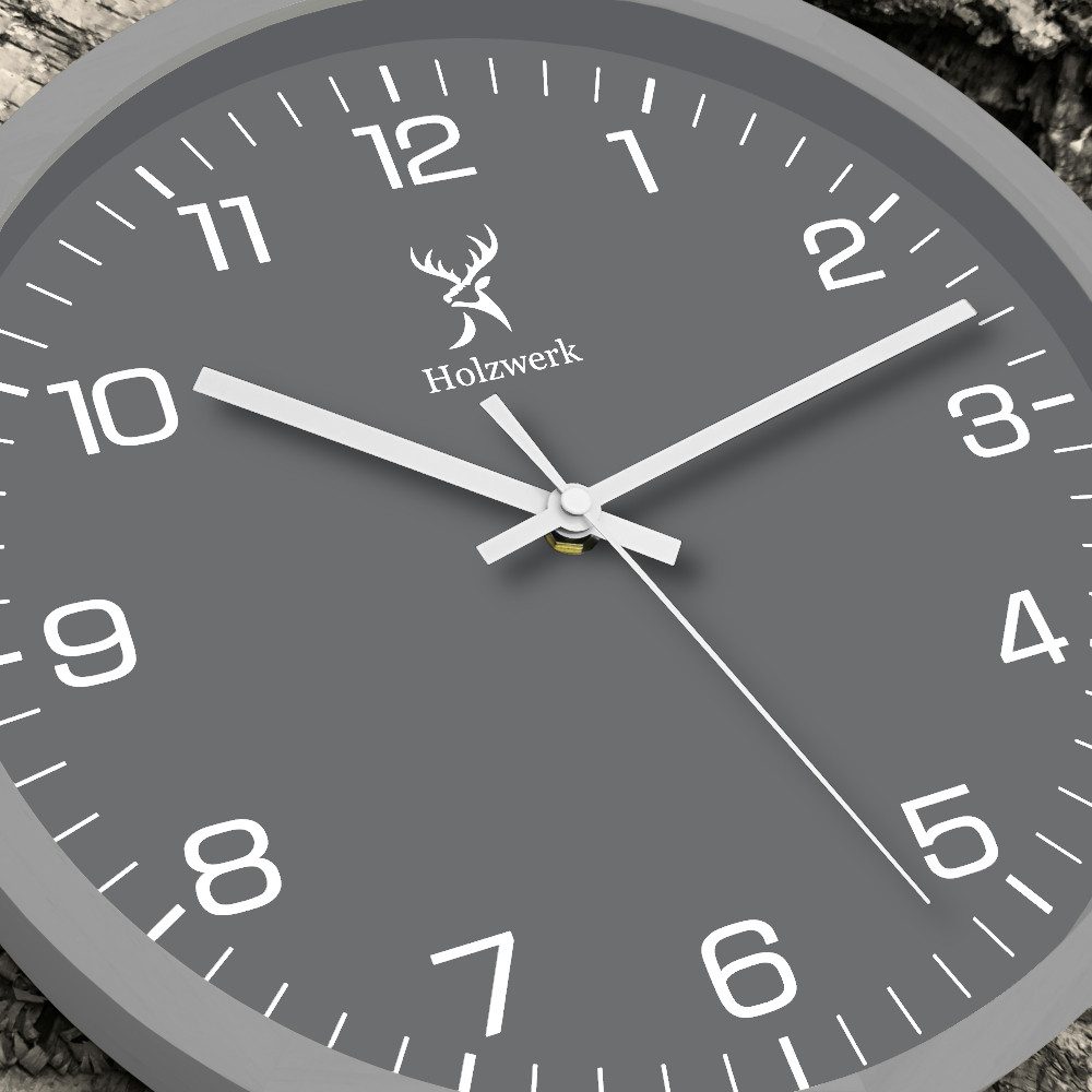 Holzwerk Wanduhr Designer Loft Holz Quarz Wand Uhr (Nahezu lautloses Uhrwerk, analog, 30 cm)