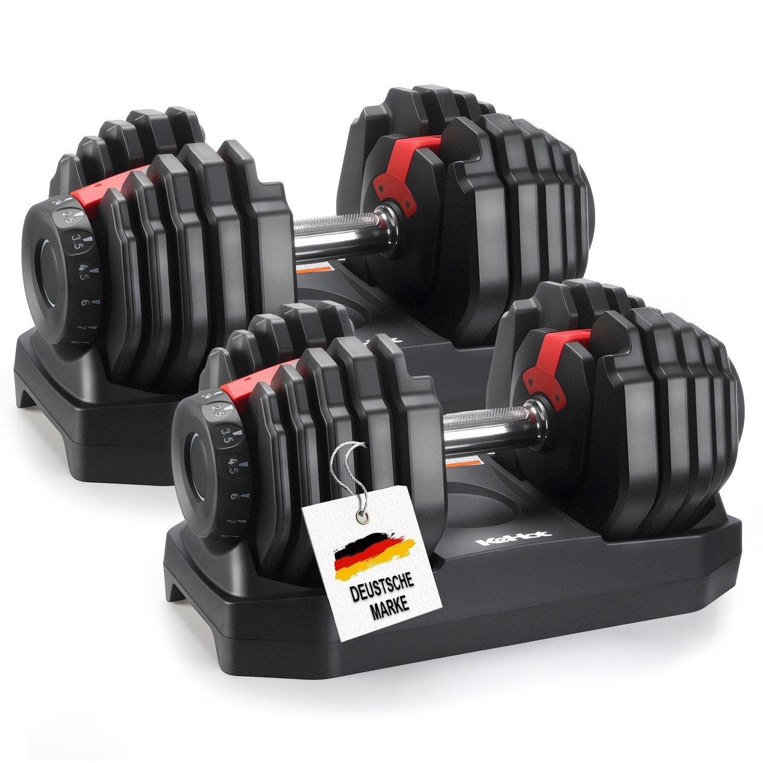 kehot Hantel-Set Verstellbare Hantel 24kg - 15 Gewichtsstufen für Krafttraining, (Kompaktes Kurzhantel-Set mit rutschfestem Griff für Home Gym, Platzsparende Systemhantel mit Siliziumstahl-Kern und Basis), Fitness Hantel für Muskelaufbau Ganzkörpertrainin