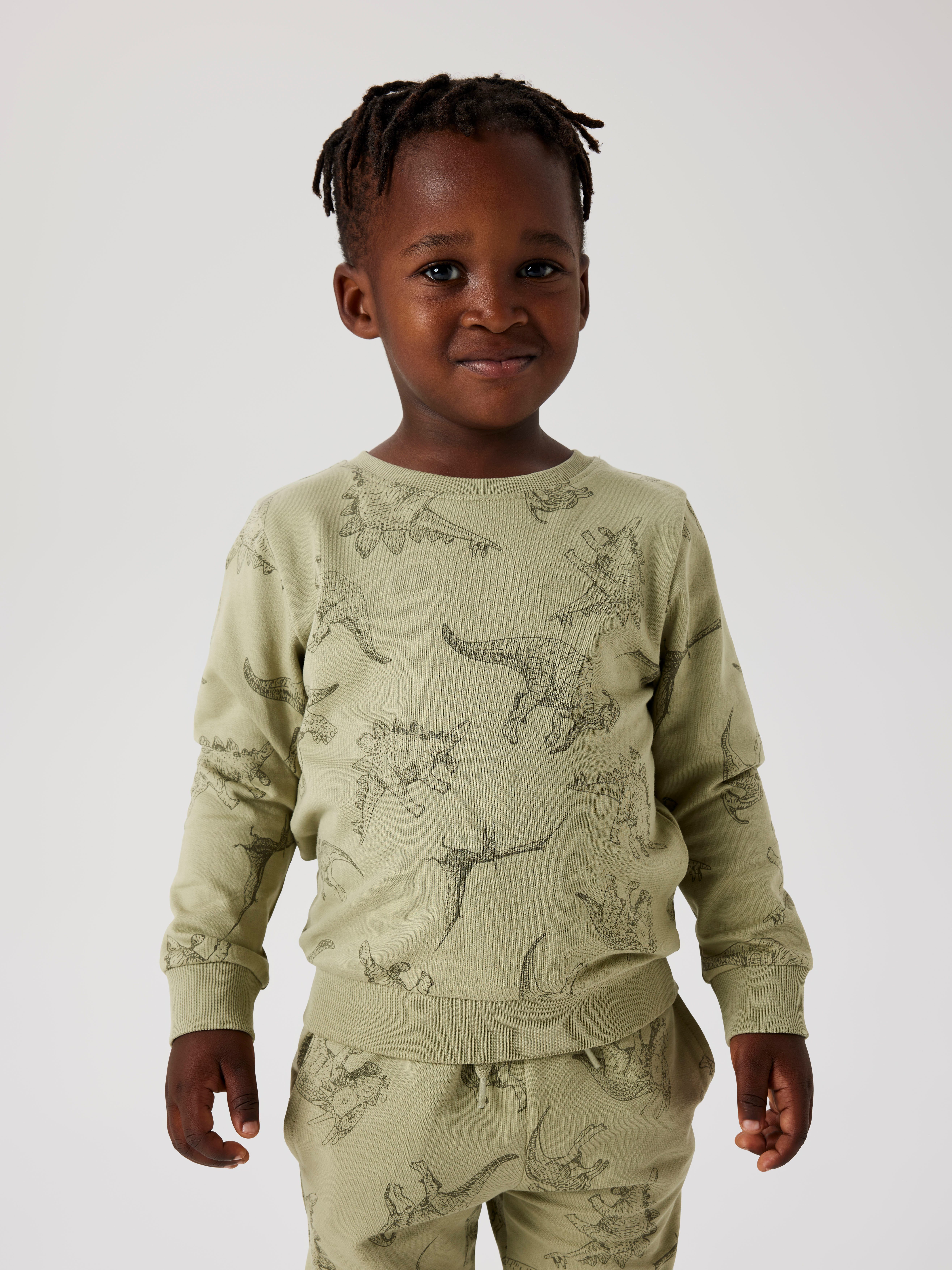 Name It Sweatshirt NMMVARON für Jungen mit Alloverprint und Rippbündchen bedruckt, casual, regular fit, Baumwolle, Rundhals