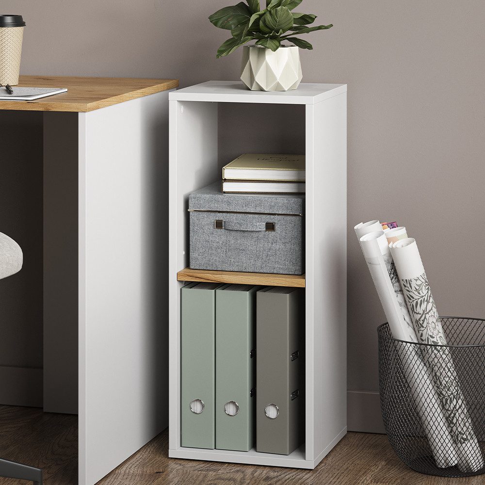 Vicco Bücherregal Tomy, Weiß/Goldkraft Eiche, 30 x 74 cm mit 2 offenen Fächern