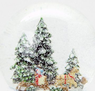 MINIUM-Collection Schneekugel Schlittenfahrt im Winterwald auf Holzsockel "Country-Line" 10 cm