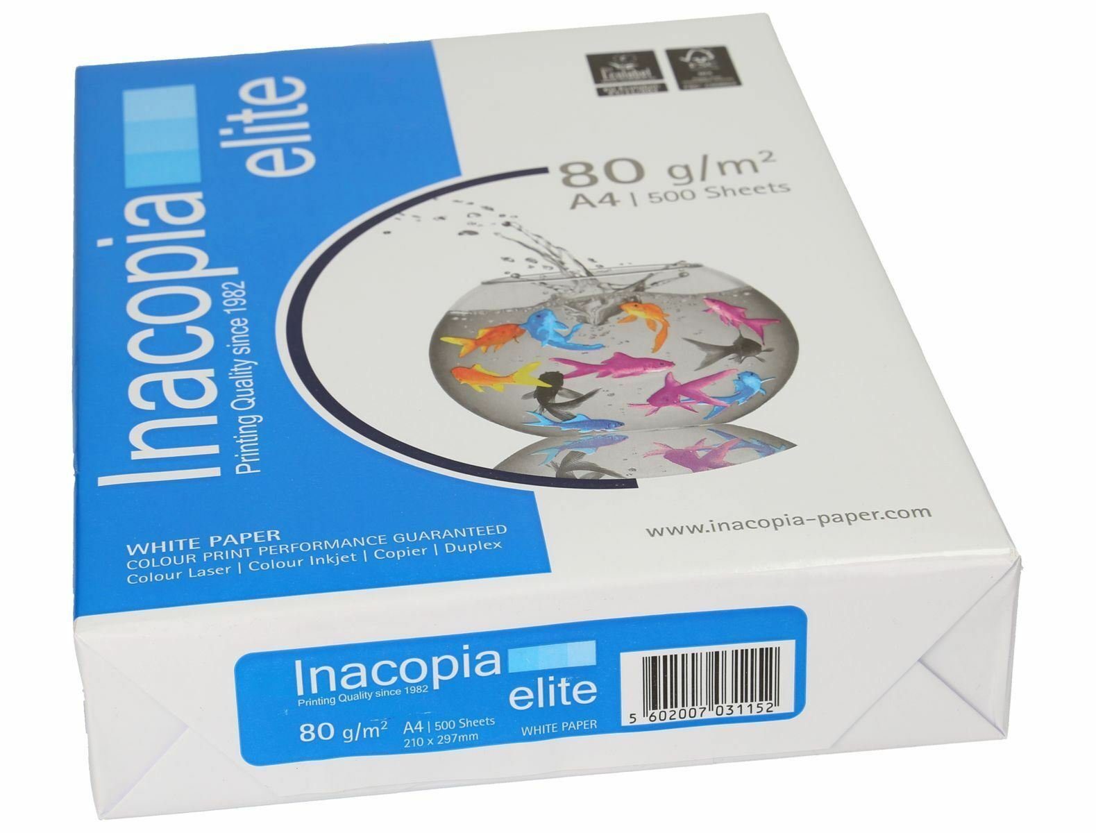 INACOPIA Premiumpapier 2500 Drucker- Inacopia Elite 80g/m² Blatt Kopierpapier DIN-A4 und weiß