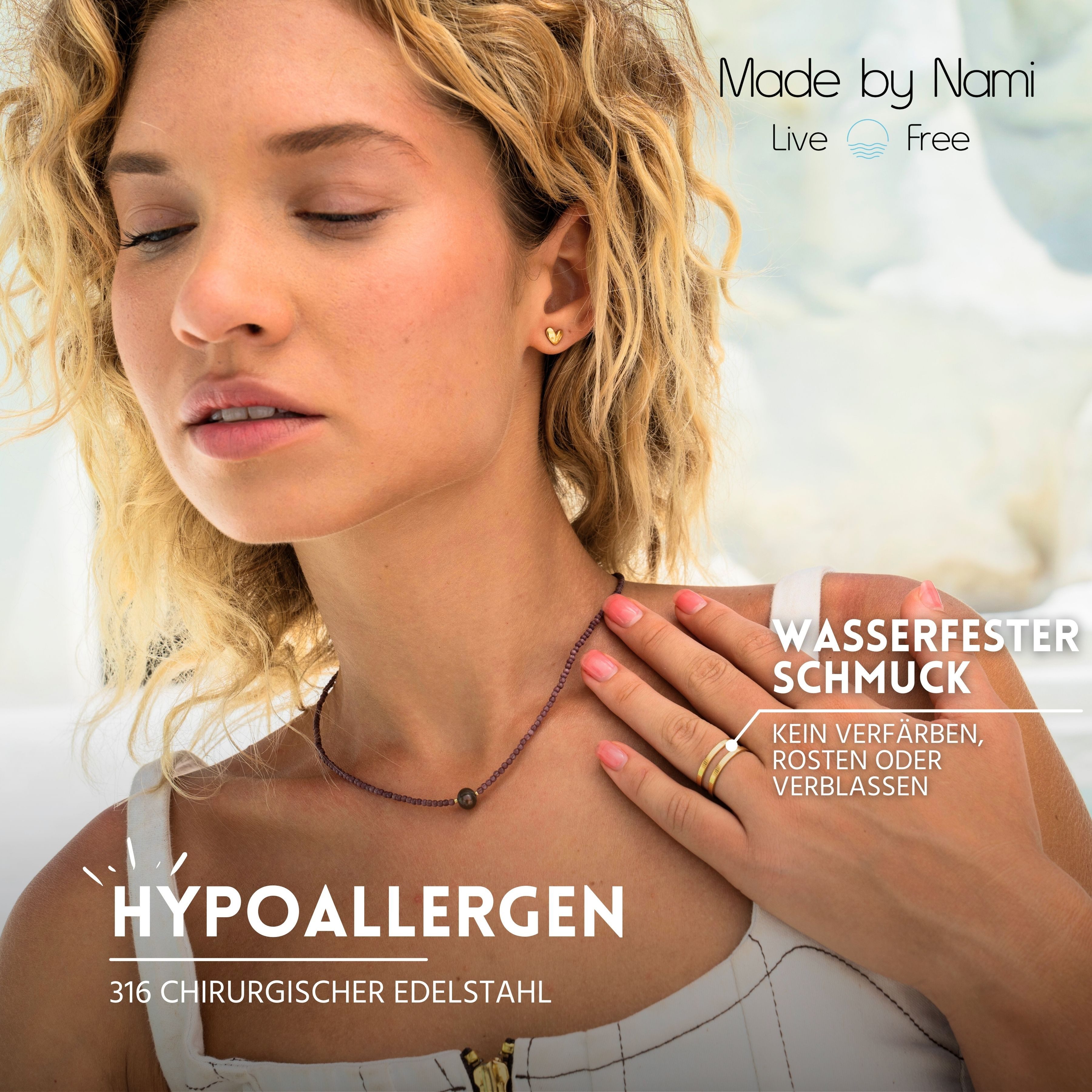 Made by Nami Fingerring Breiter Goldener Boho Edelstahl Ring Doppelsträngig günstig online kaufen