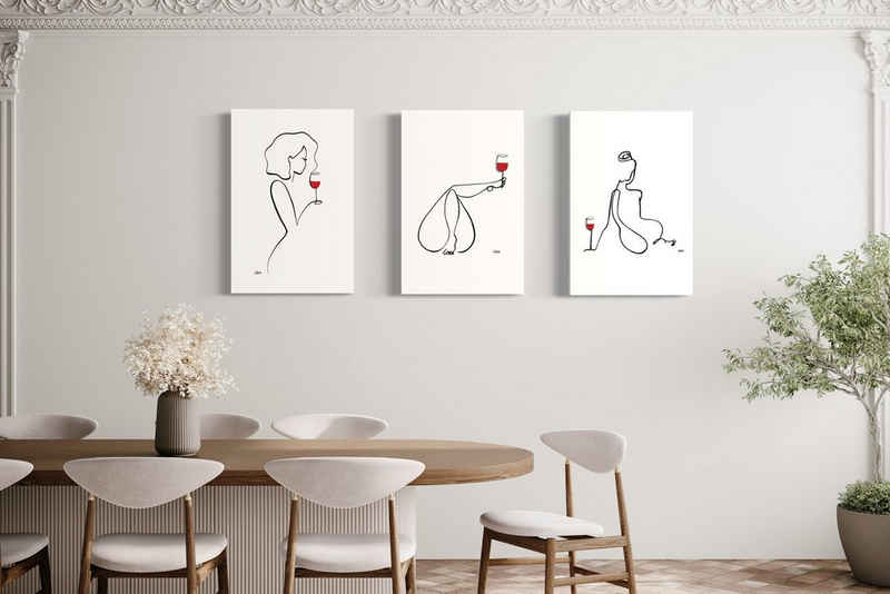 JUDITH CLARA - Künstlerin Kunstdruck Wandbild Drei Favoritinnen, Frauen am Weinen (3er Set), einzigartige Bilder für Zuhause von Judith Clara, 30x40 cm